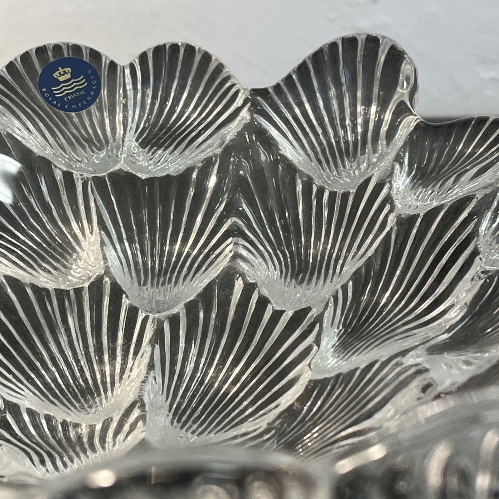 Royal Copenhagen Crystal Bowl Shell Pattern Scandinavian Glass Centrepiece Dish