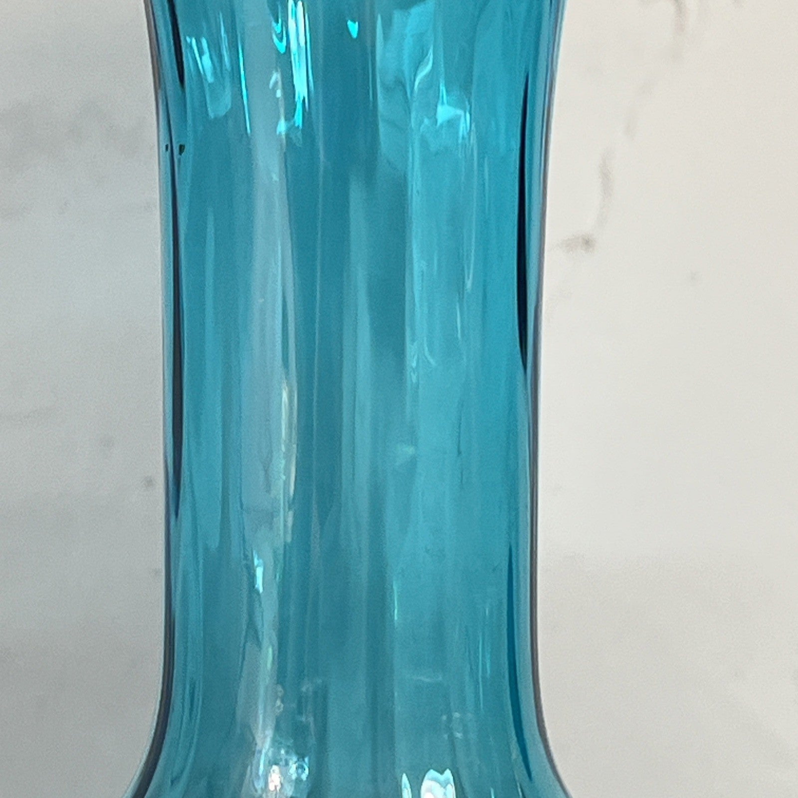 Empoli Blue Glass Vases Pair Italian MCM Retro Turquoise Decorative