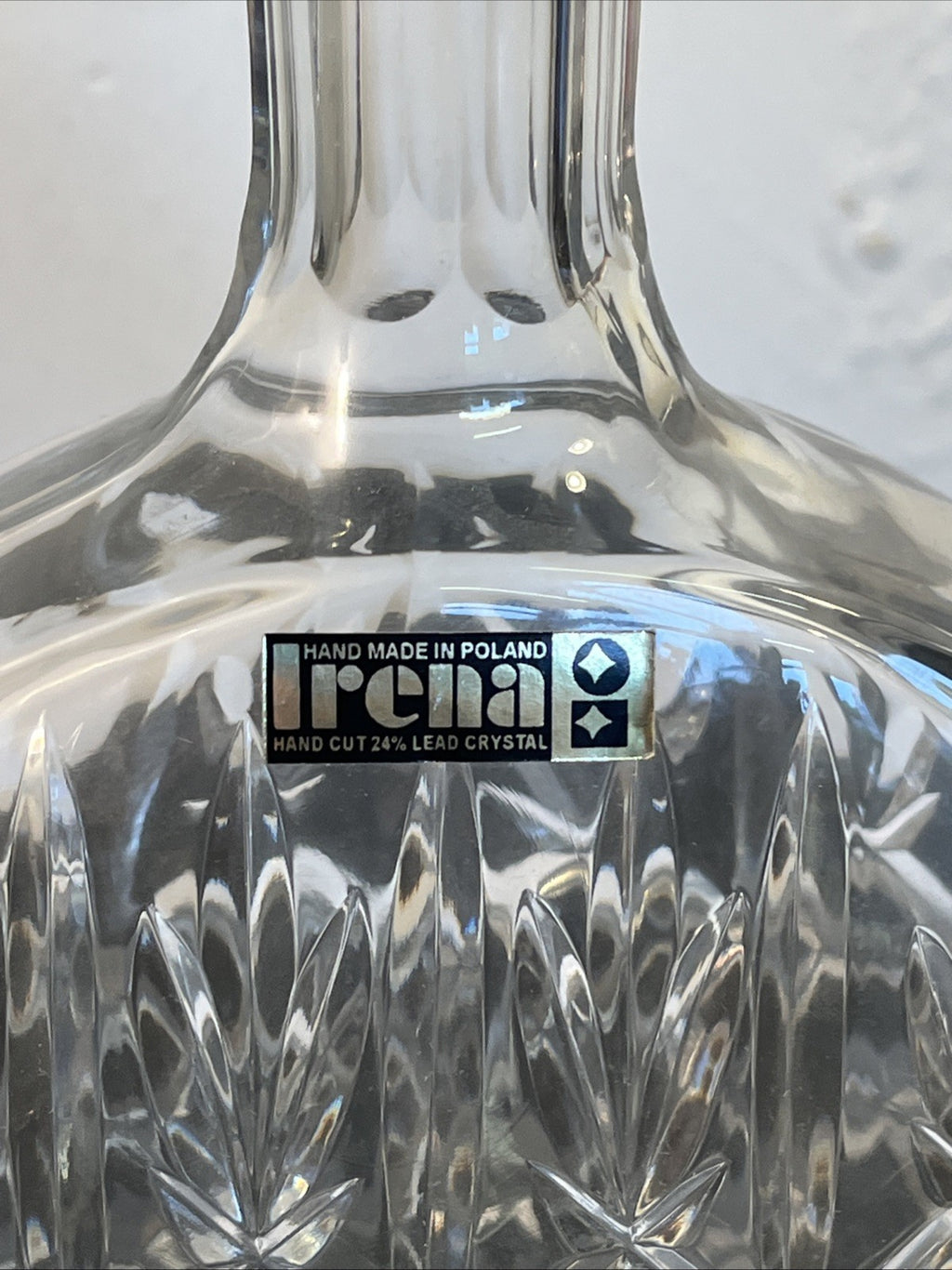 Moon Flask Crystal Decanter Irena Poland 24 Lead Cut Glass Stopper