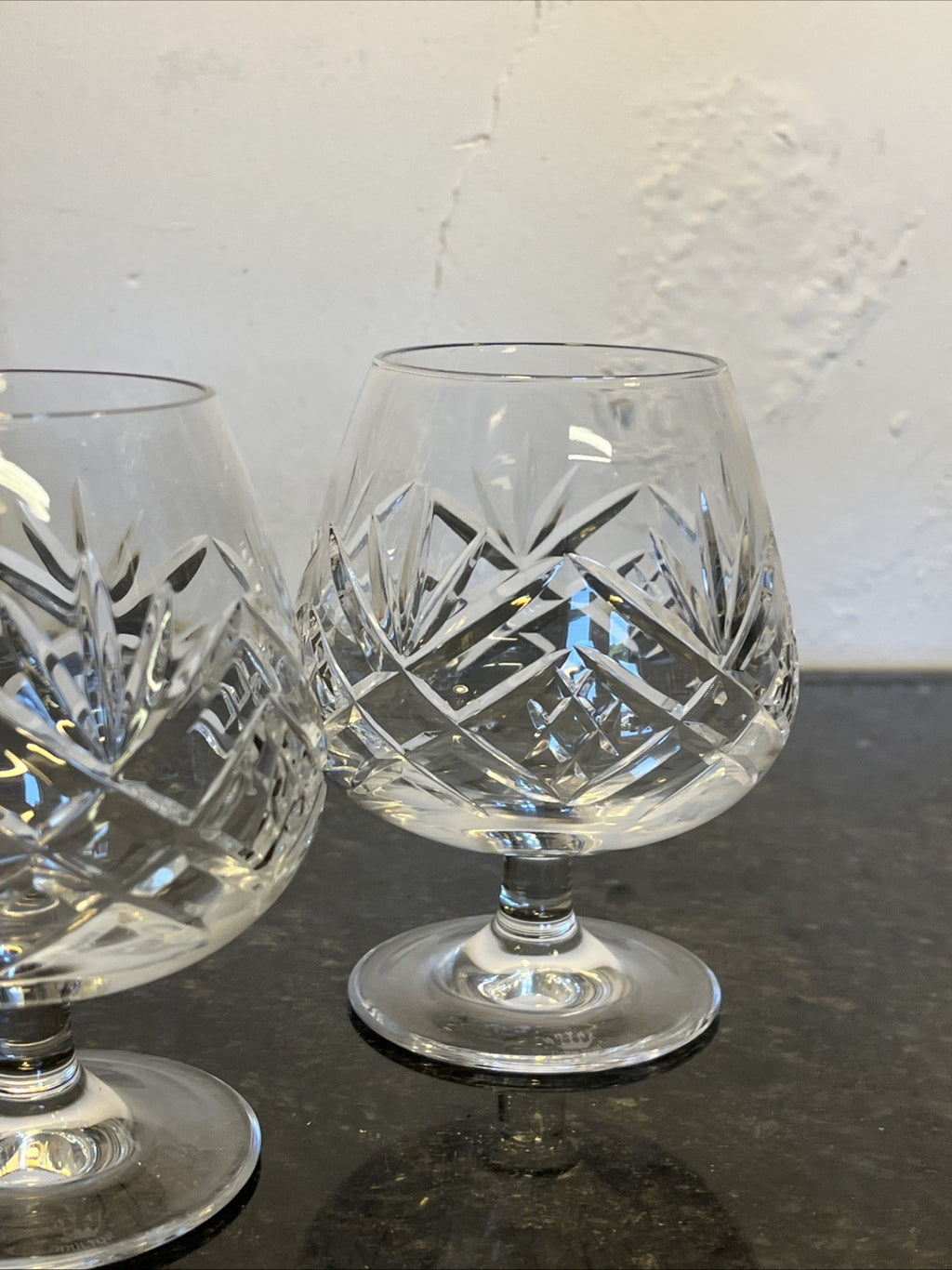 Royal Doulton Juliette Crystal Brandy Glasses Pair Cut Lead Crystal England