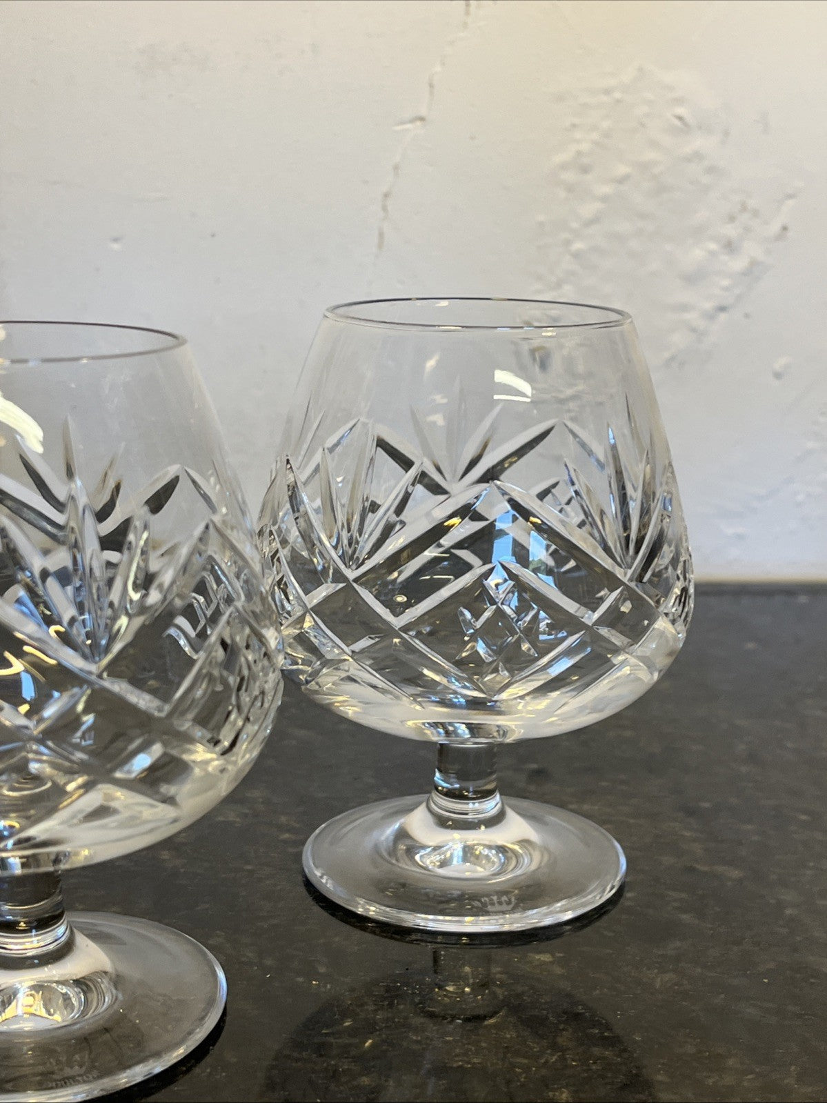 Royal Doulton Juliette Crystal Brandy Glasses Pair Cut Lead Crystal England