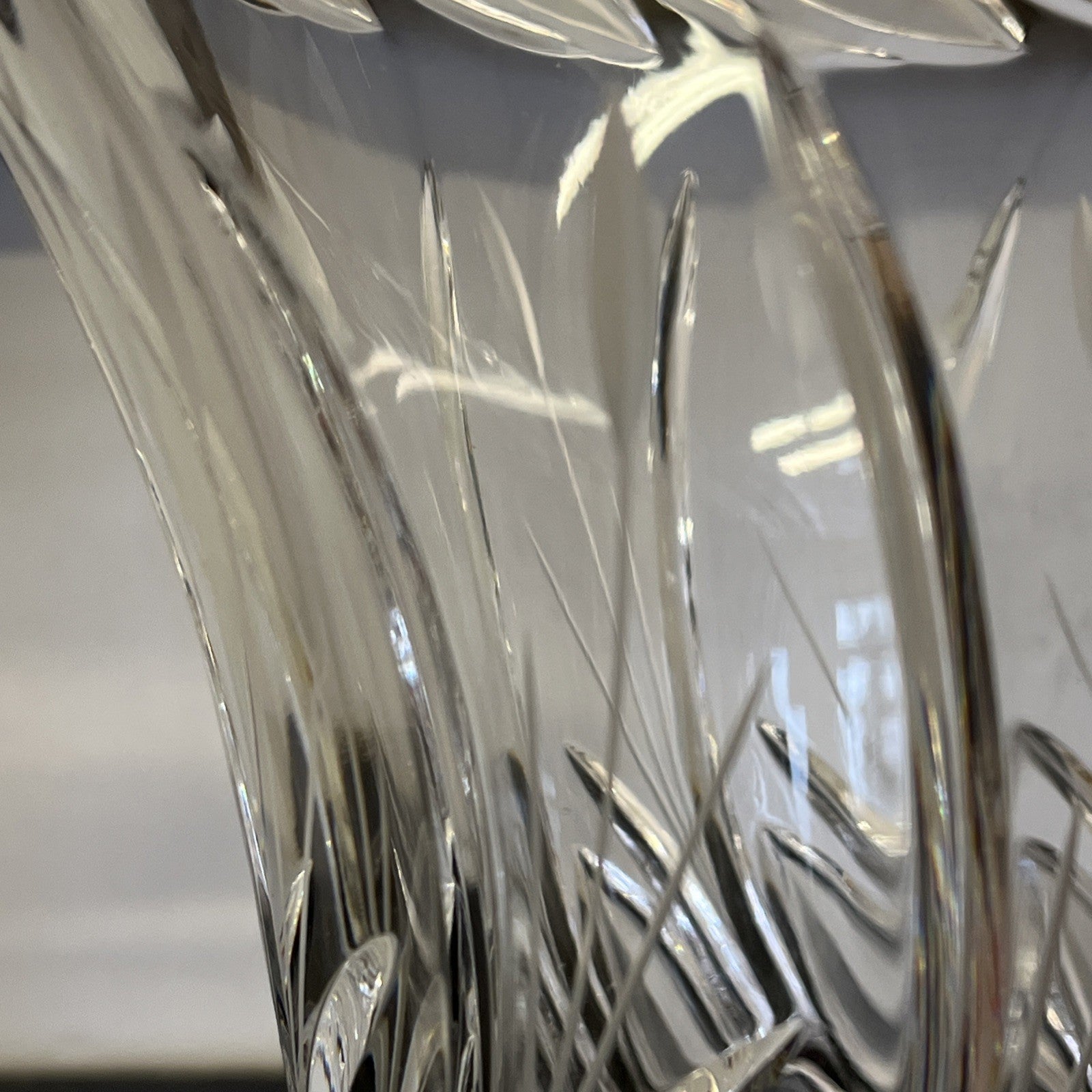 Ajka Crystal Vase Lead Crystal Hungary Large Cut Glass Flared Vase Original Labe