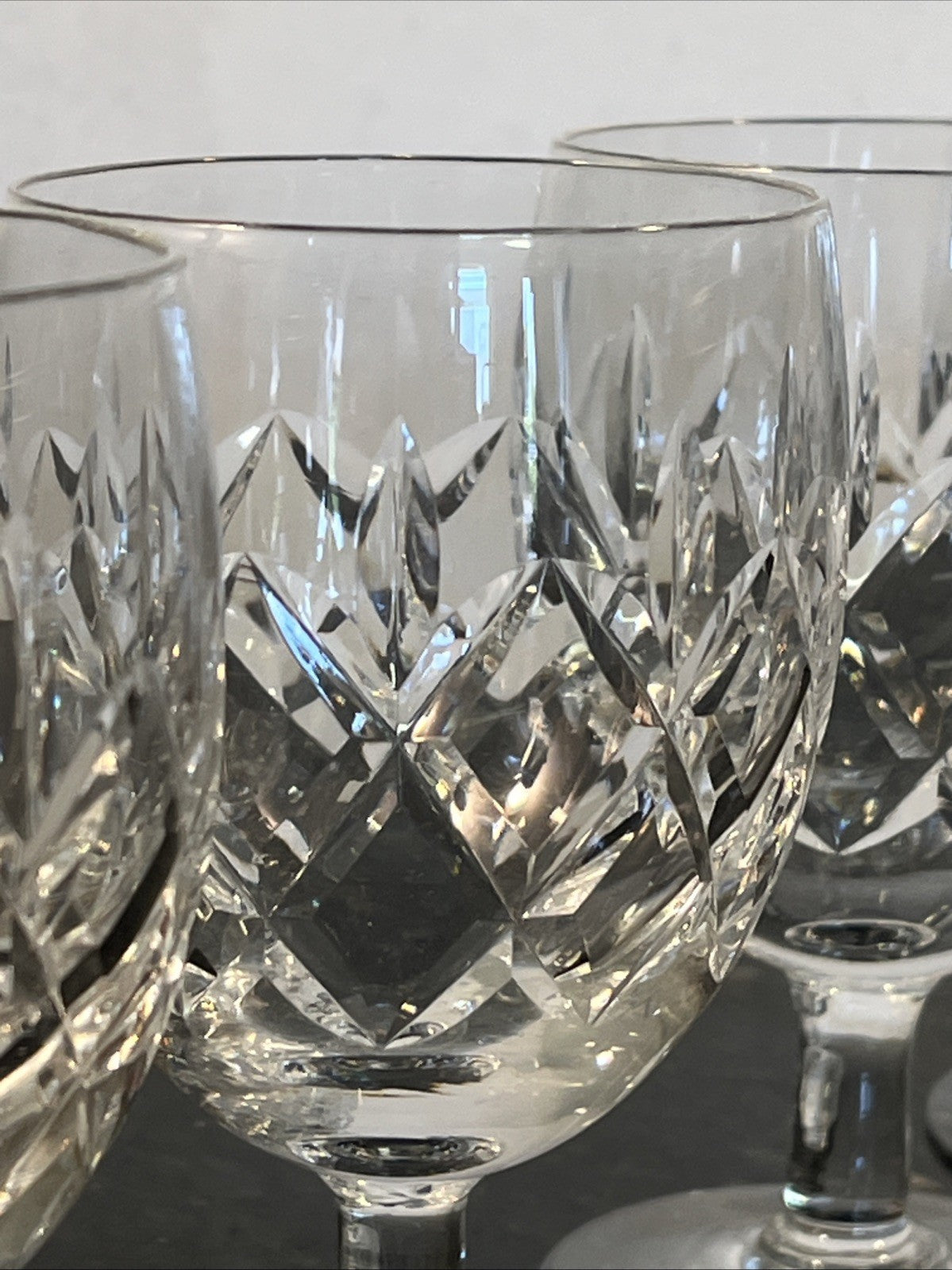 Cut Crystal White Wine Glasses Set of 6 Vintage Lead Crystal Goblets