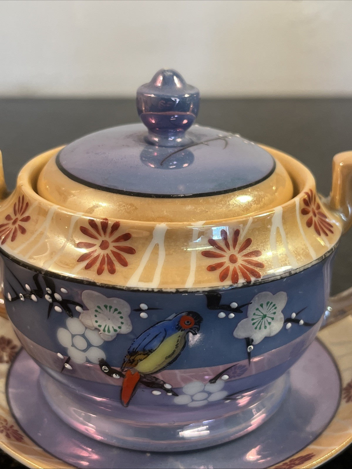 Chikaramachi Noritake Tea Set Bird Blossom Lustre Japan