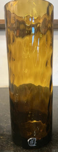 Vintage JC Sweden Amber Art Glass Vase Scandinavian Lindshammar Style