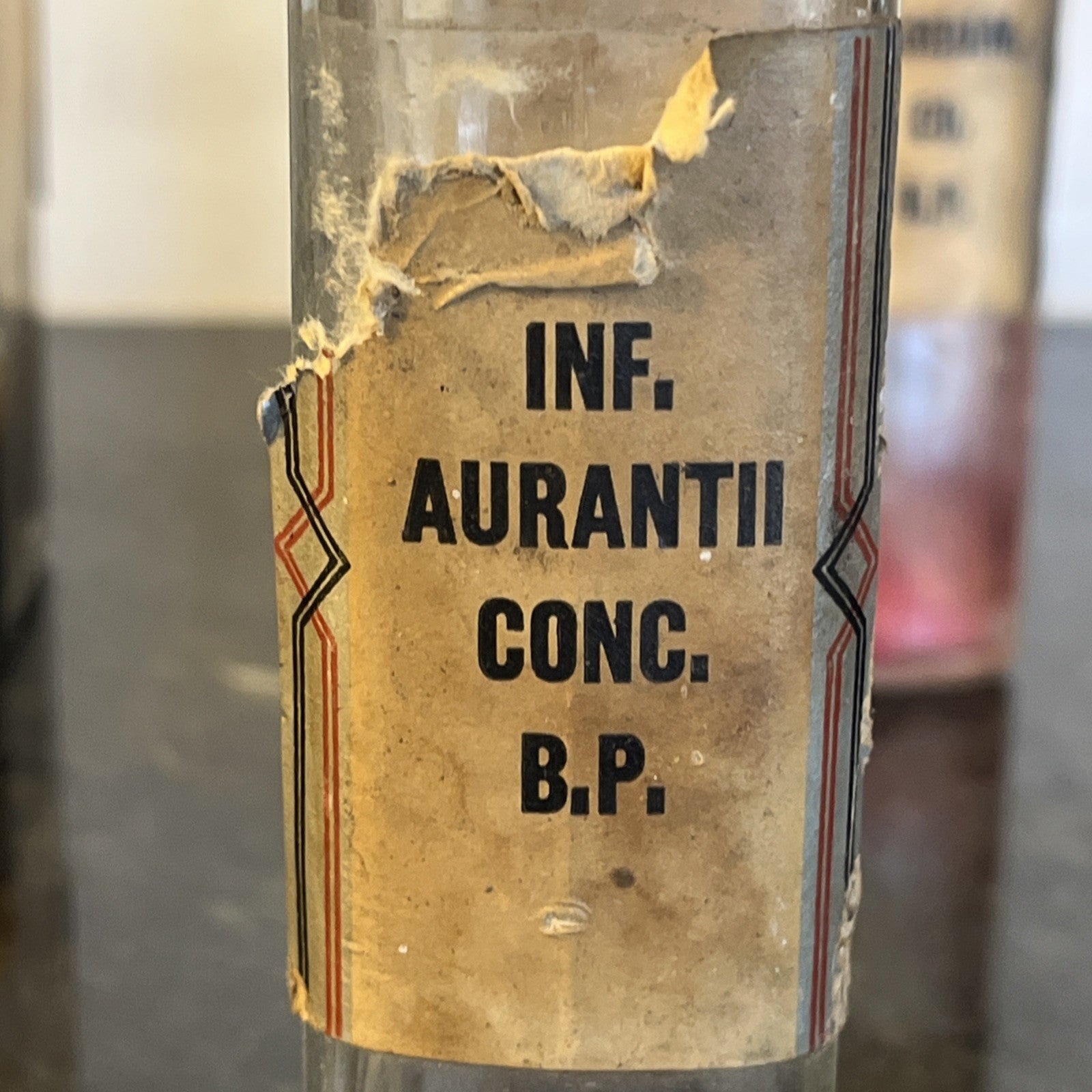 Antique Chemist Bottles Apothecary Pharmacy Labels Glass Set of 4 B.P.