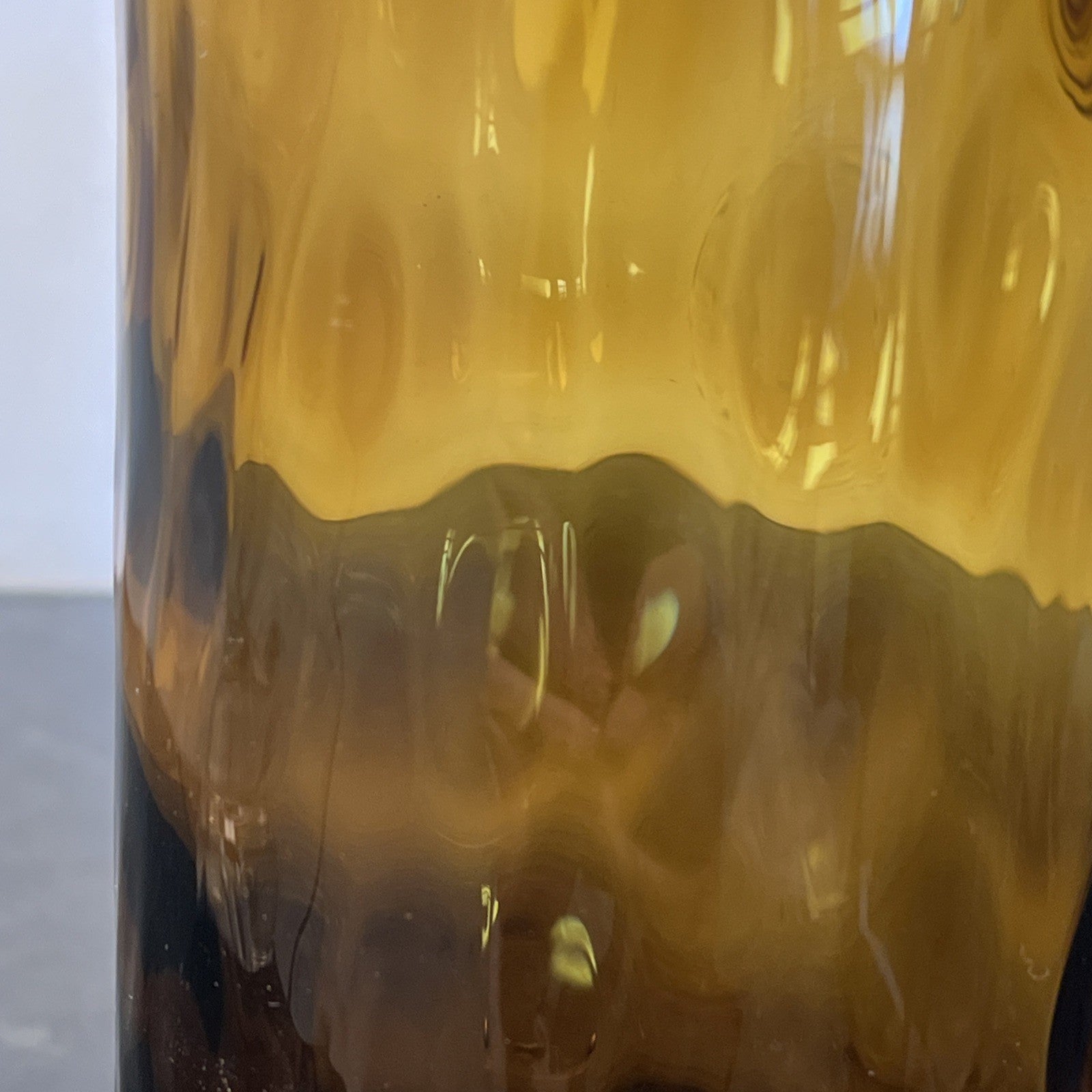Vintage JC Sweden Amber Art Glass Vase Scandinavian Lindshammar Style