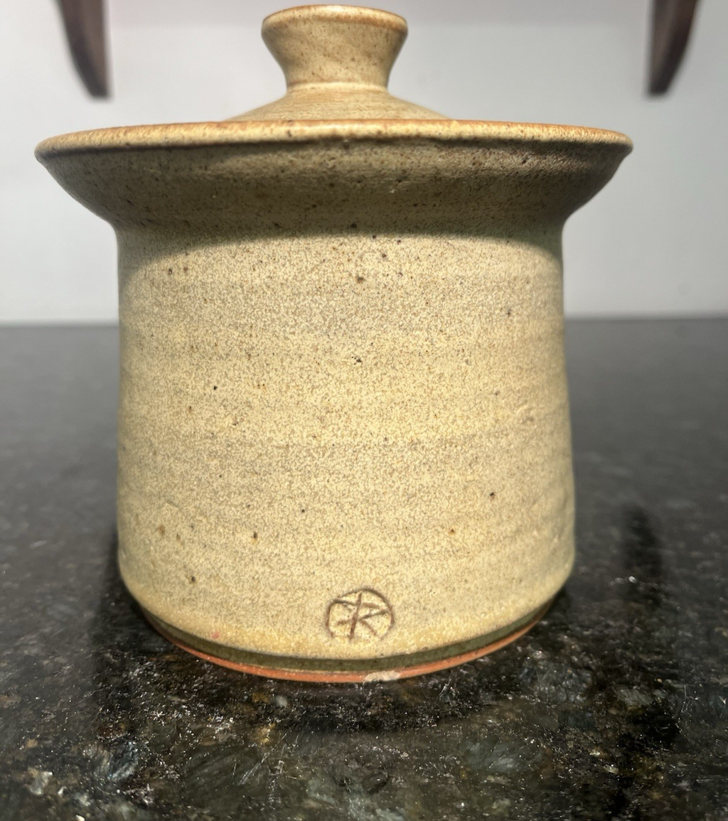Karen Ross Studio Pottery Lidded Jar Speckled Stoneware Signed British