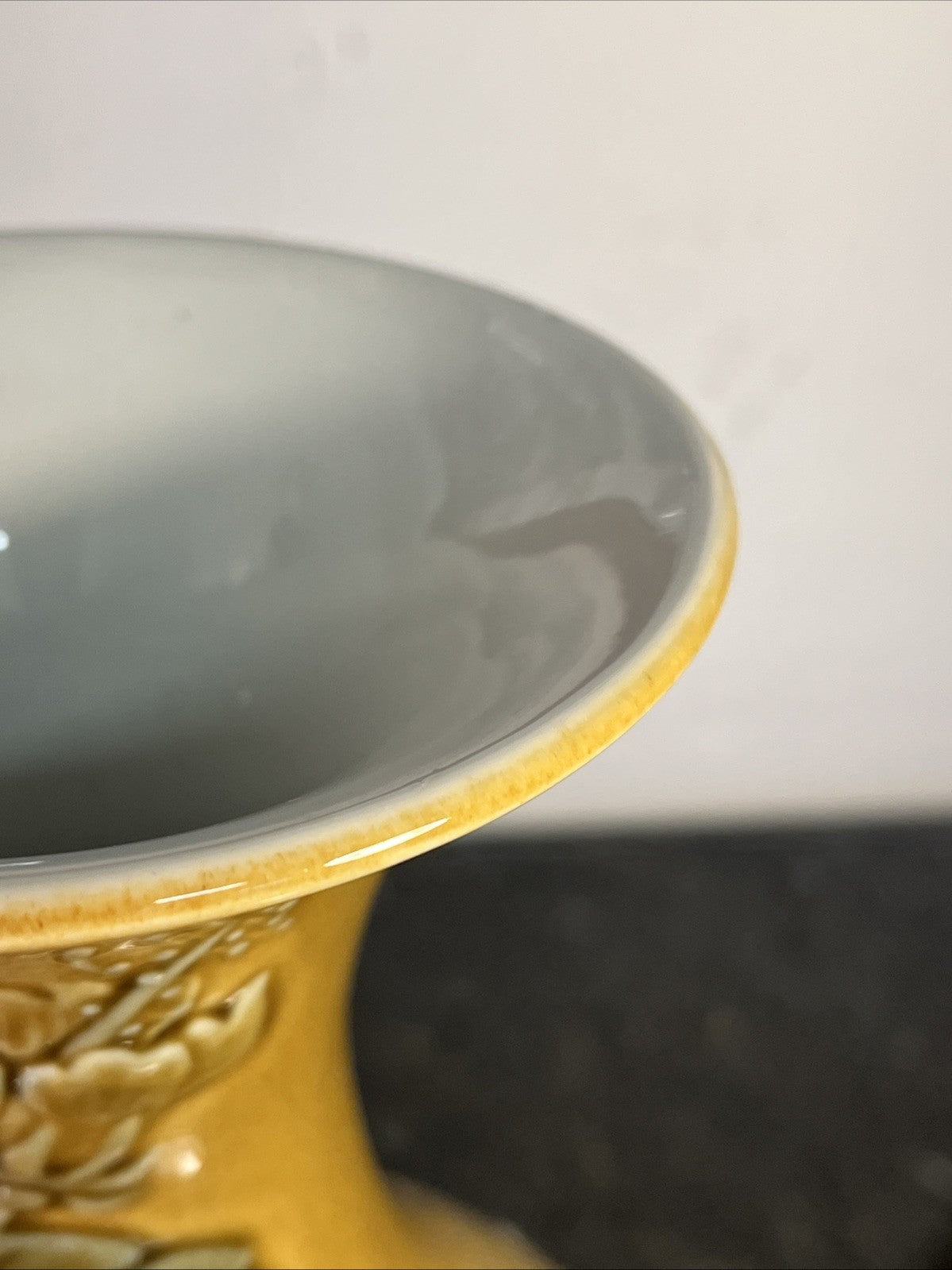 Lladro Relief Bird Vase Honey Glaze Spanish Ceramic Floral Foliage