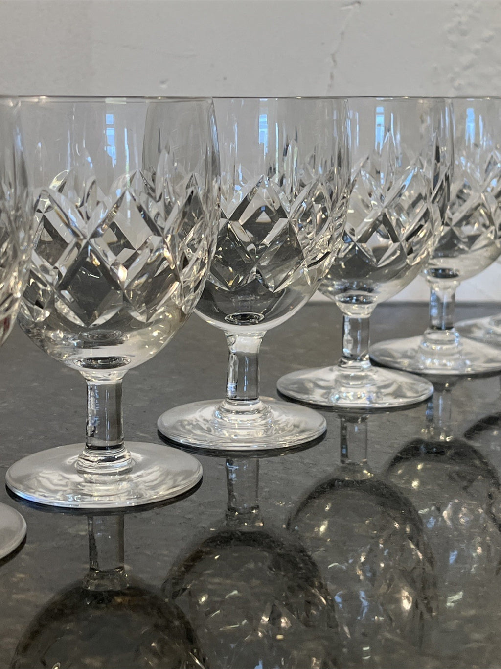 Cut Crystal White Wine Glasses Set of 6 Vintage Lead Crystal Goblets