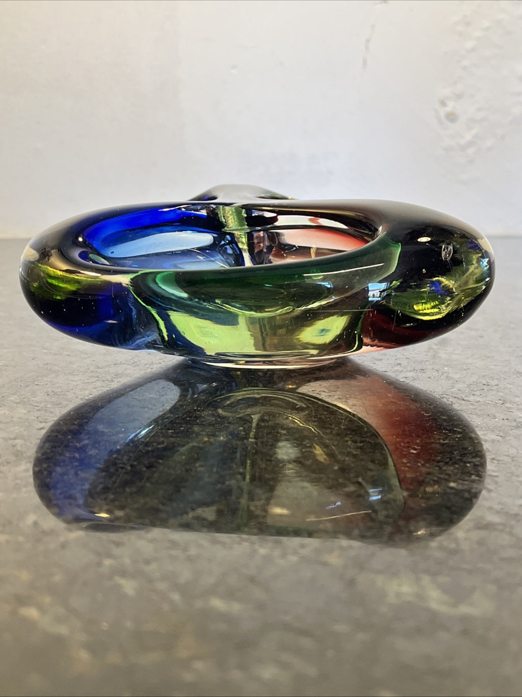 Josef Rozínek Three-Compartment Art Glass Bowl – Borské Sklo, Czechoslovakia c.1960