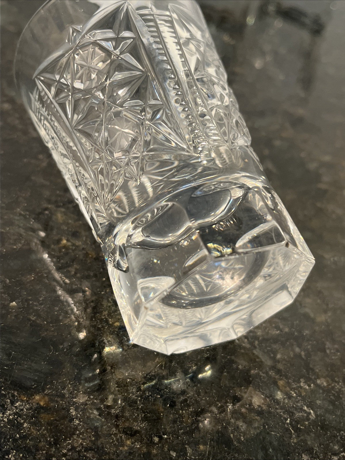 Soviet Cut Crystal Shot Glasses Geometric Vodka Glasses USSR Style Set Of 4
