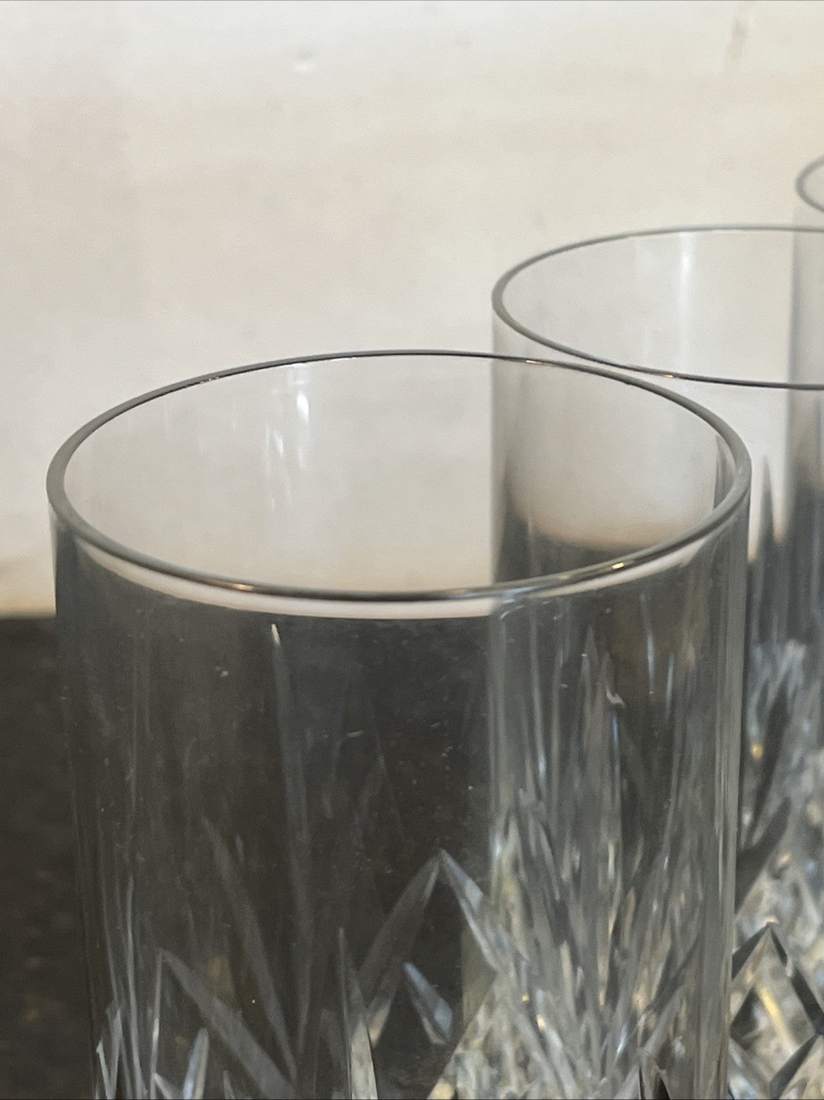 Georgian Style Crystal Highball Glasses Set 4 Cut Lead Crystal Tumblers