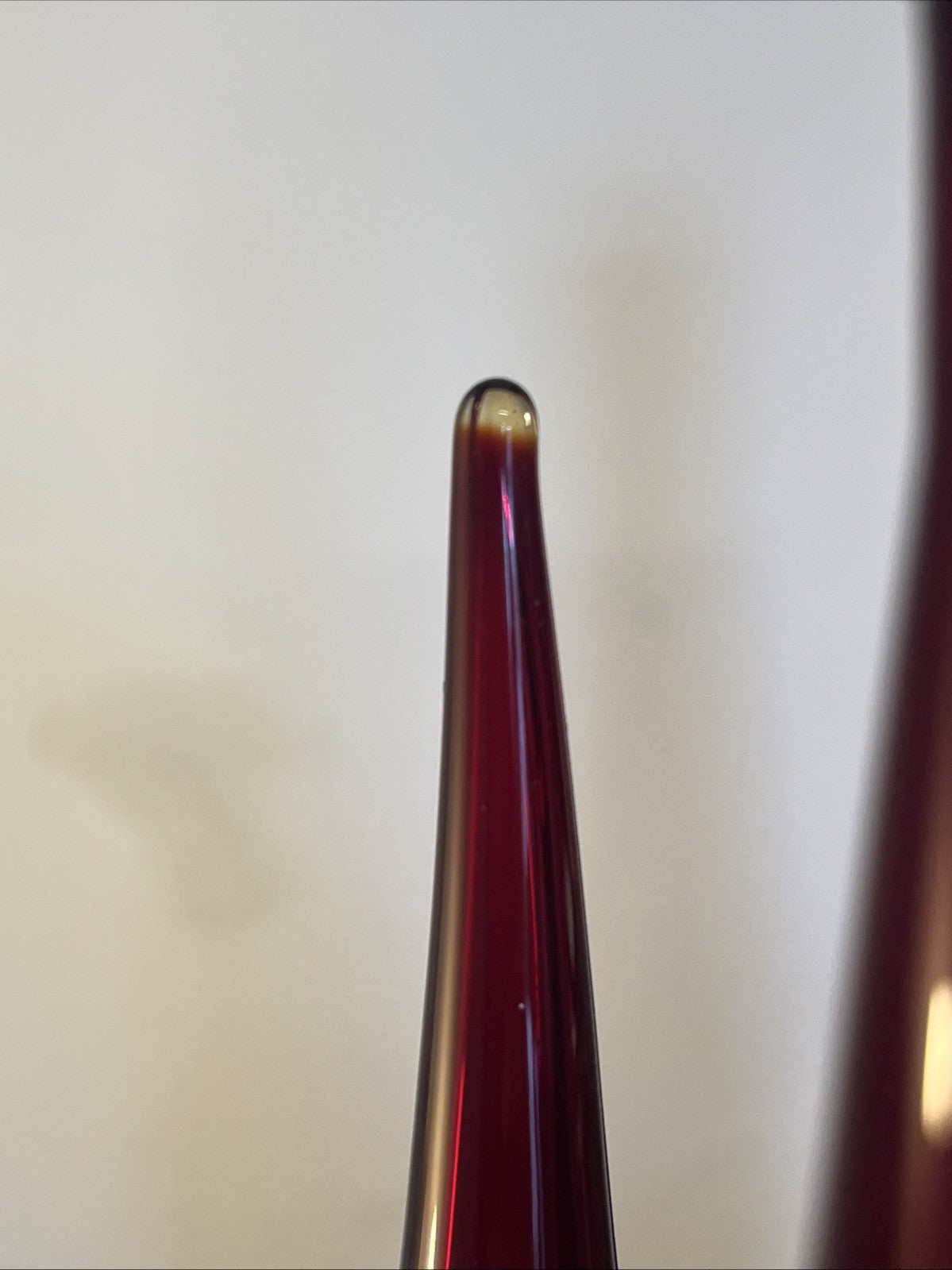 Empoli Ruby Red Genie Bottle Decanter Italian Art Glass MCM With Stopper 74cm