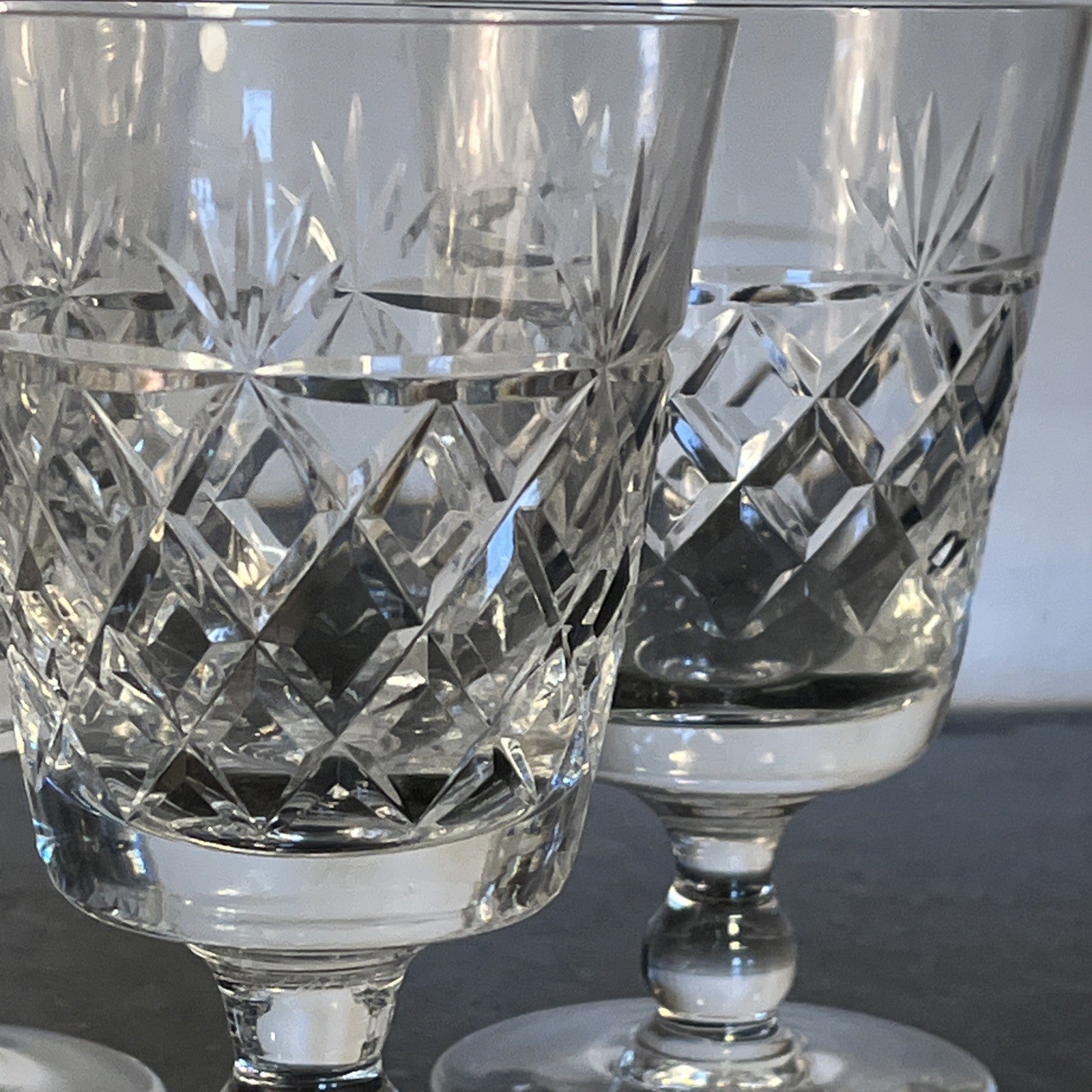 Royal Brierley Bruce Wine Glasses Set 5 Cut Crystal Goblets Vintage