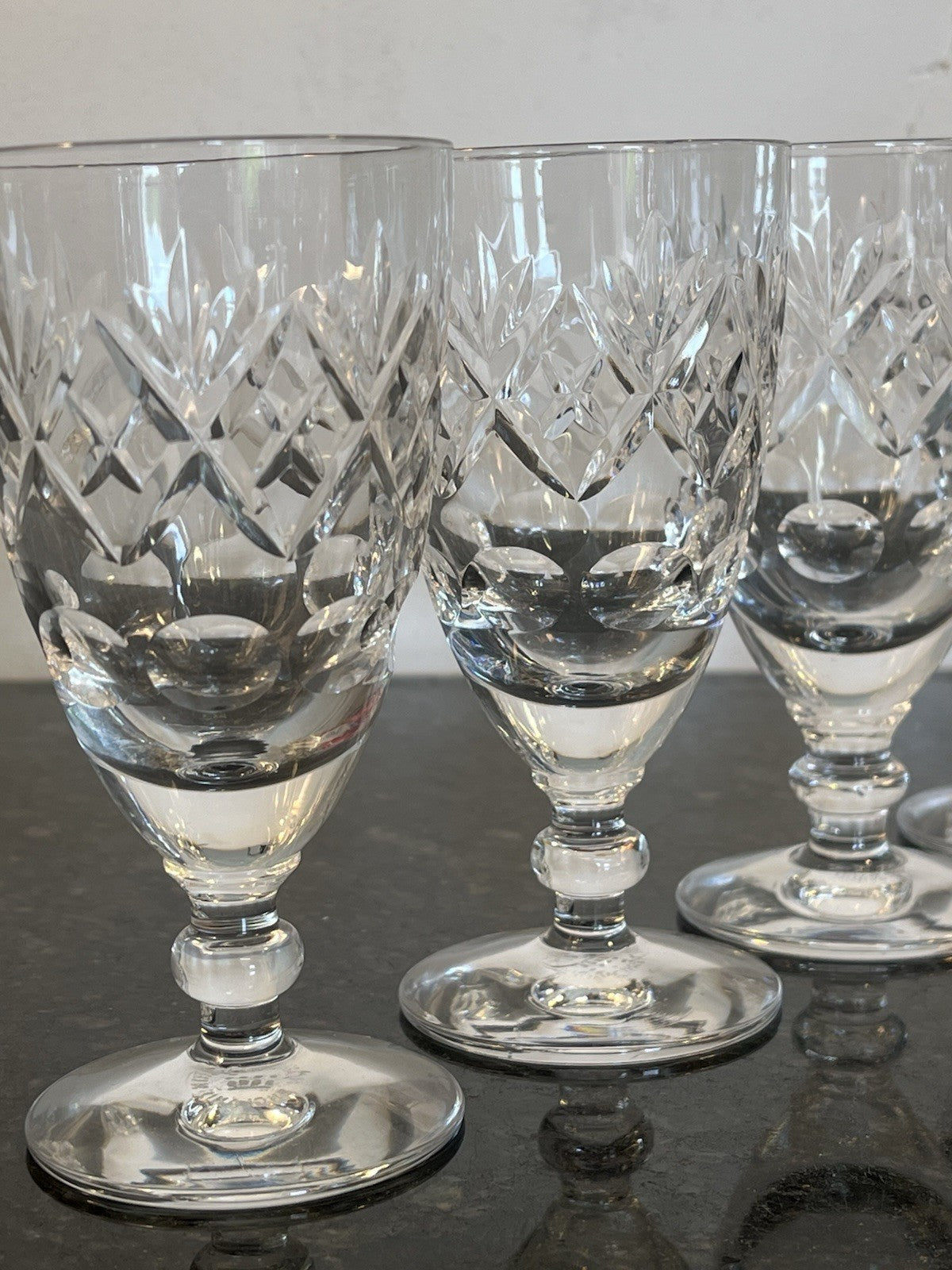Royal Doulton Georgian Crystal Wine Glasses Set 6 Cut Lead Crystal Goblets