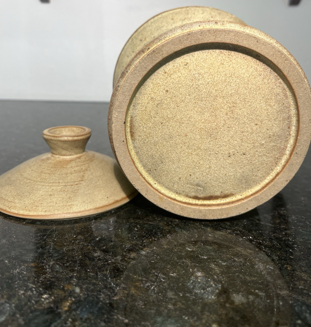 Karen Ross Studio Pottery Lidded Jar Speckled Stoneware Signed British