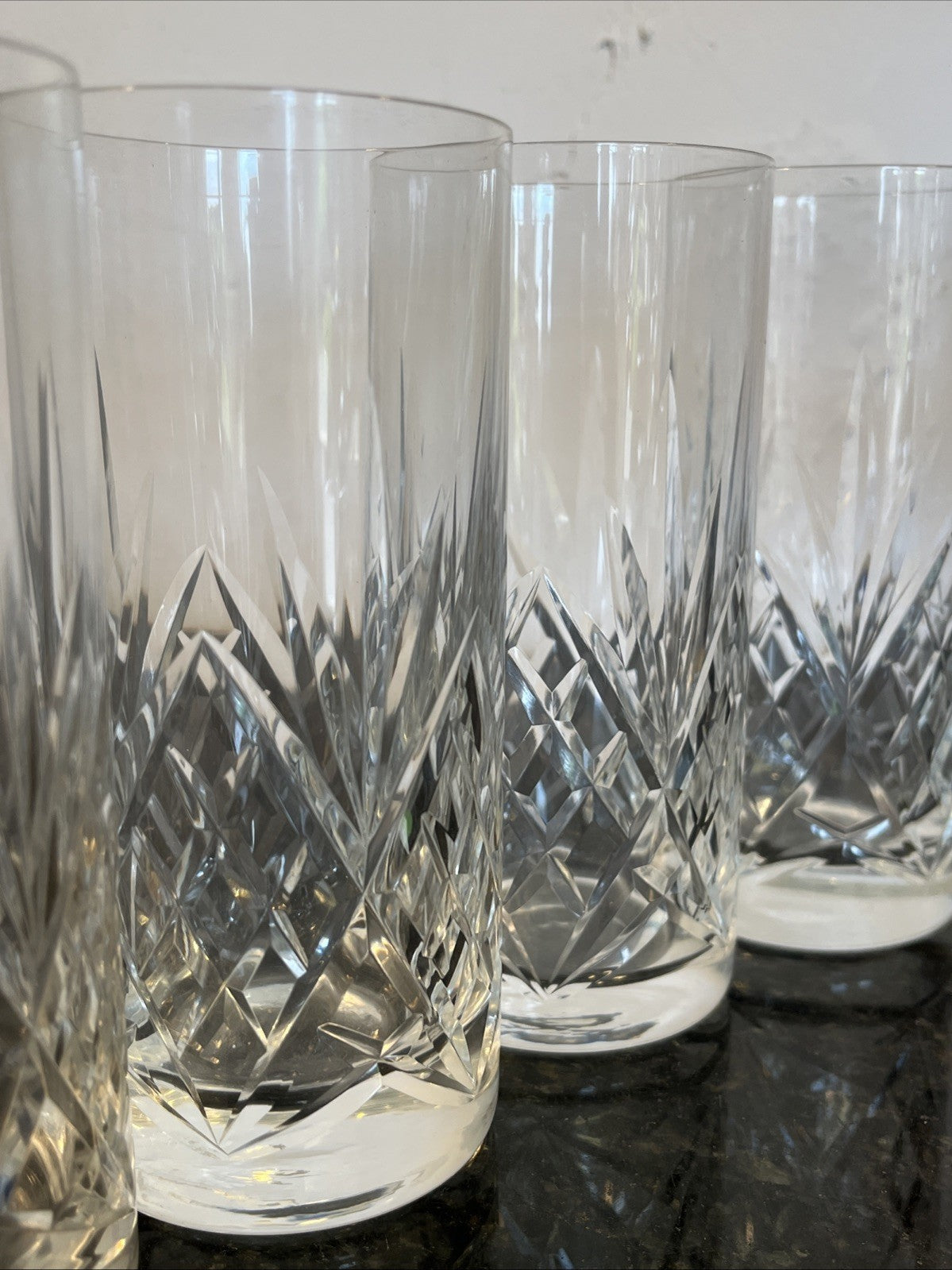 Georgian Style Crystal Highball Glasses Set 4 Cut Lead Crystal Tumblers