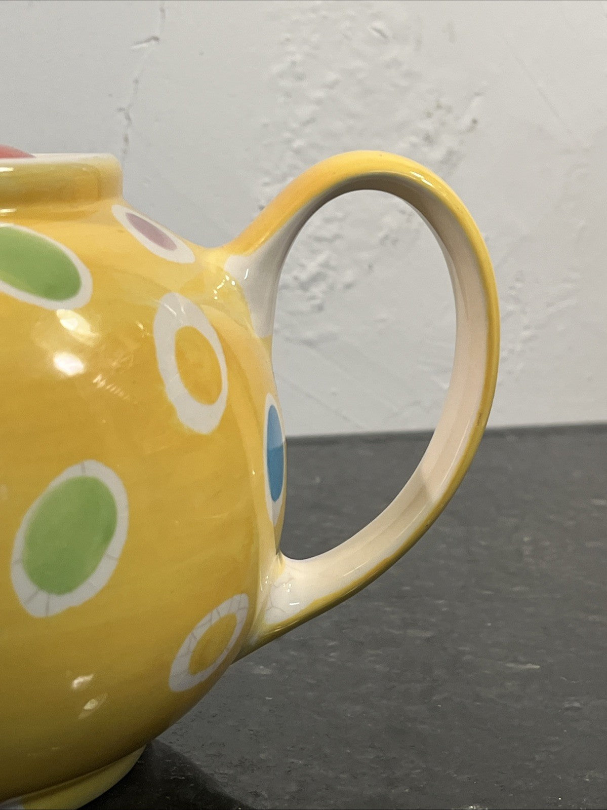 Whittard Large Yellow Polka Dot Teapot Hand Painted Ceramic Kitchen Tea Pot