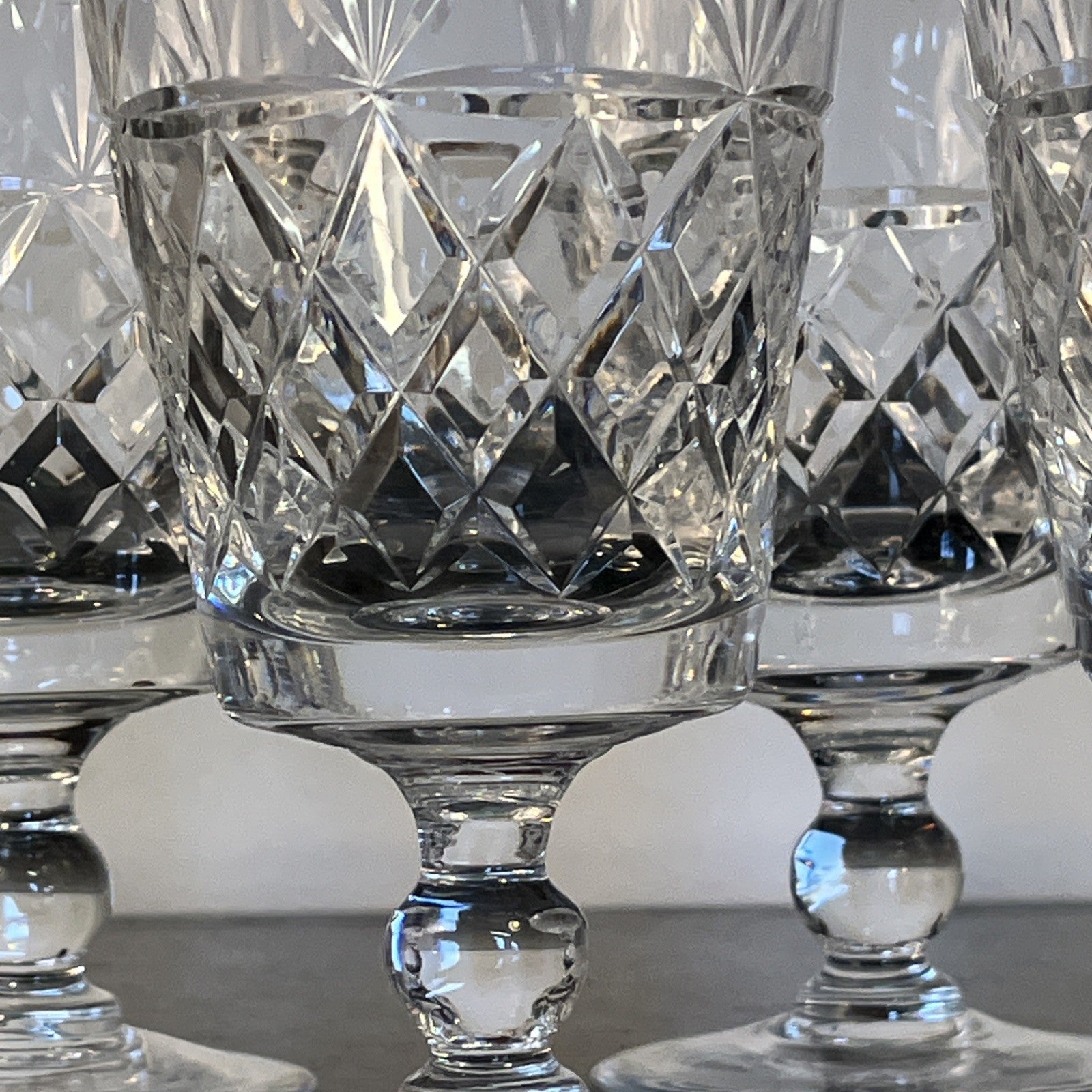 Royal Brierley Bruce Wine Glasses Set 5 Cut Crystal Goblets Vintage