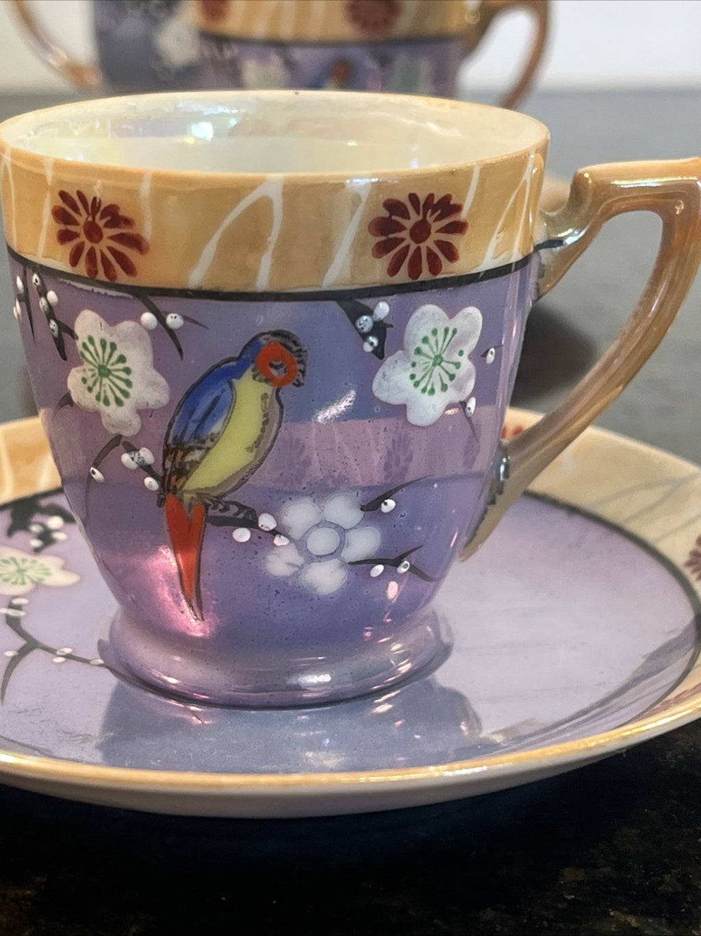 Chikaramachi Noritake Tea Set Bird Blossom Lustre Japan