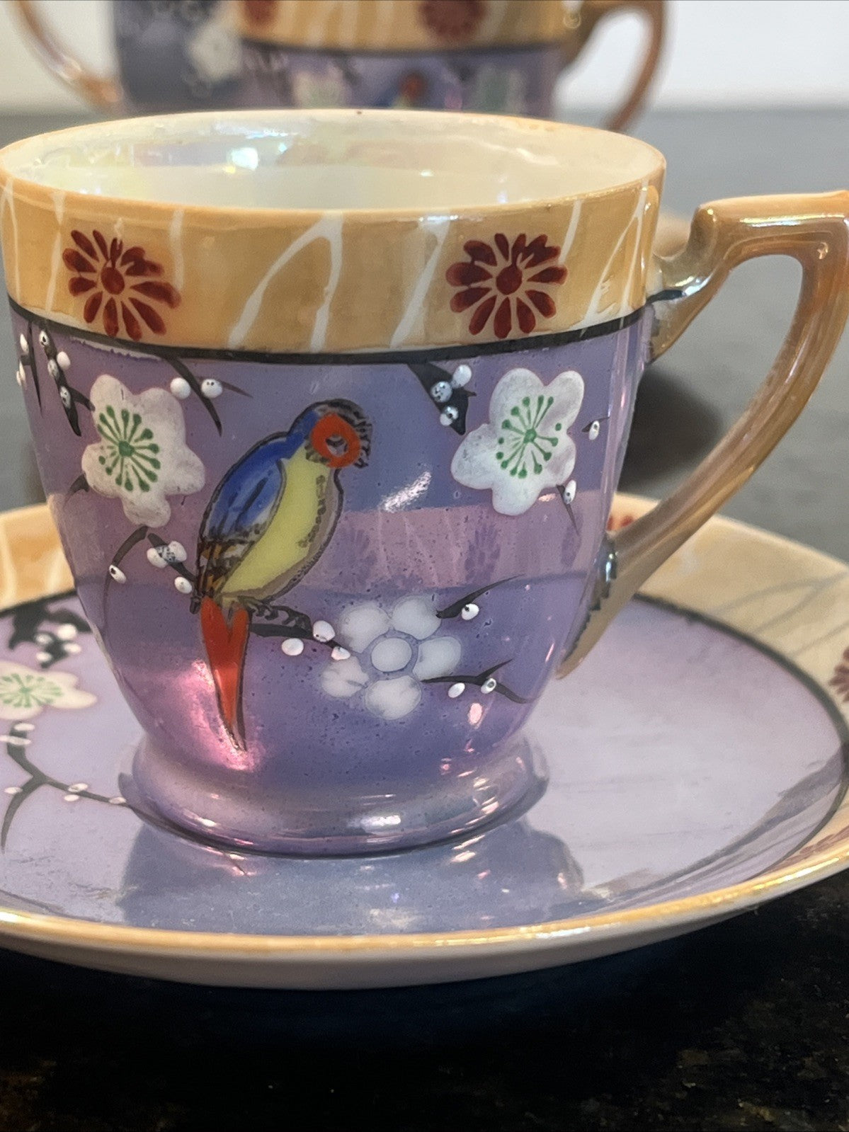 Chikaramachi Noritake Tea Set Bird Blossom Lustre Japan