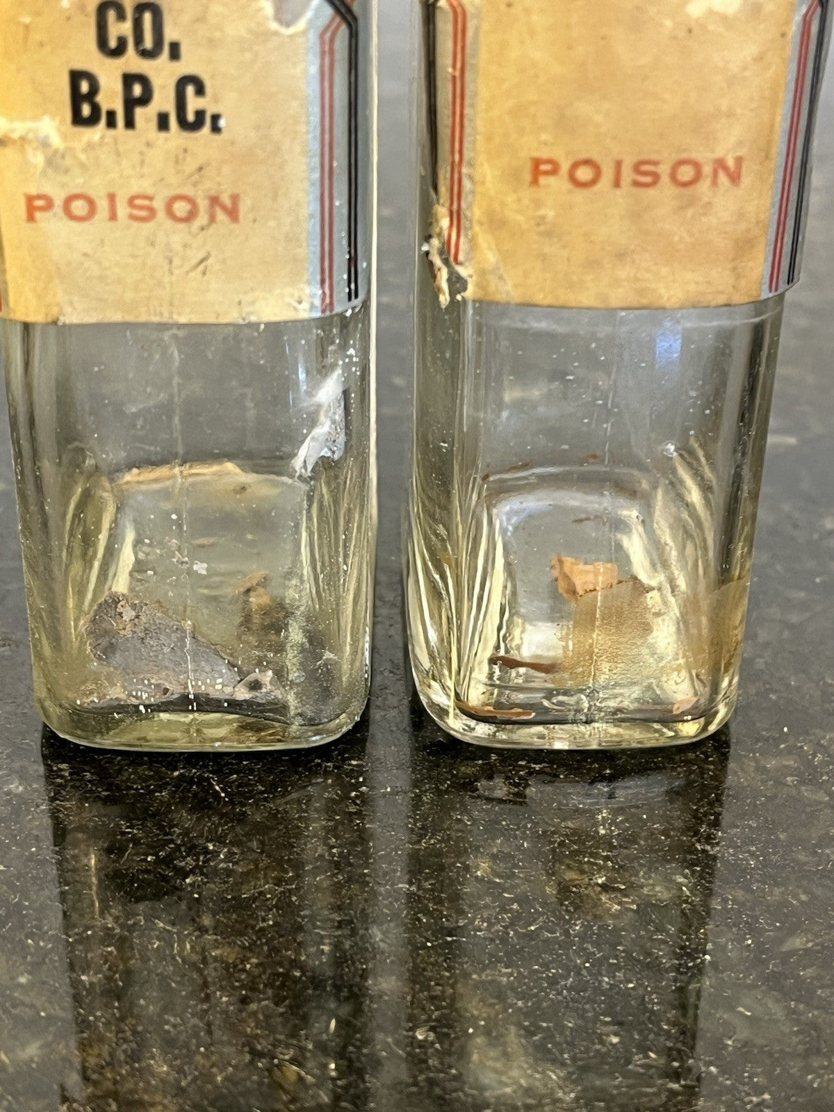 Poison Apothecary Bottles Glass Chemist Pharmacy Labels Pair