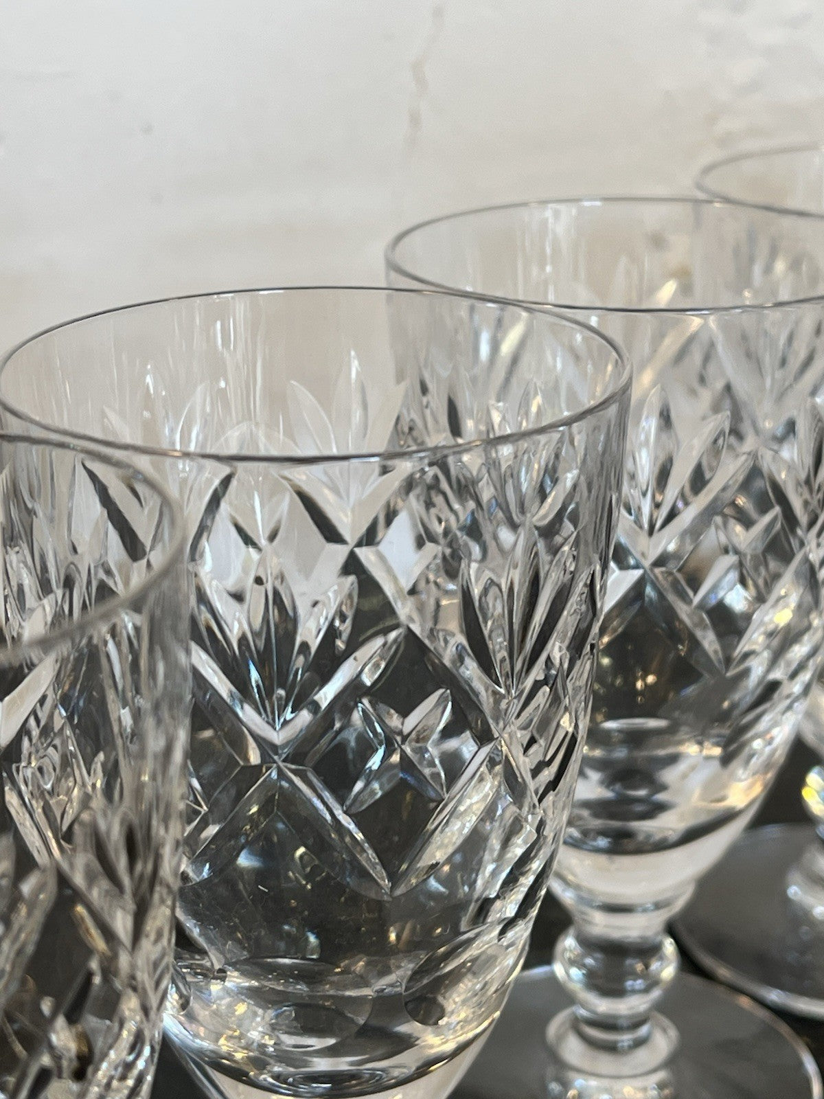 Royal Doulton Georgian Crystal Wine Glasses Set 6 Cut Lead Crystal Goblets