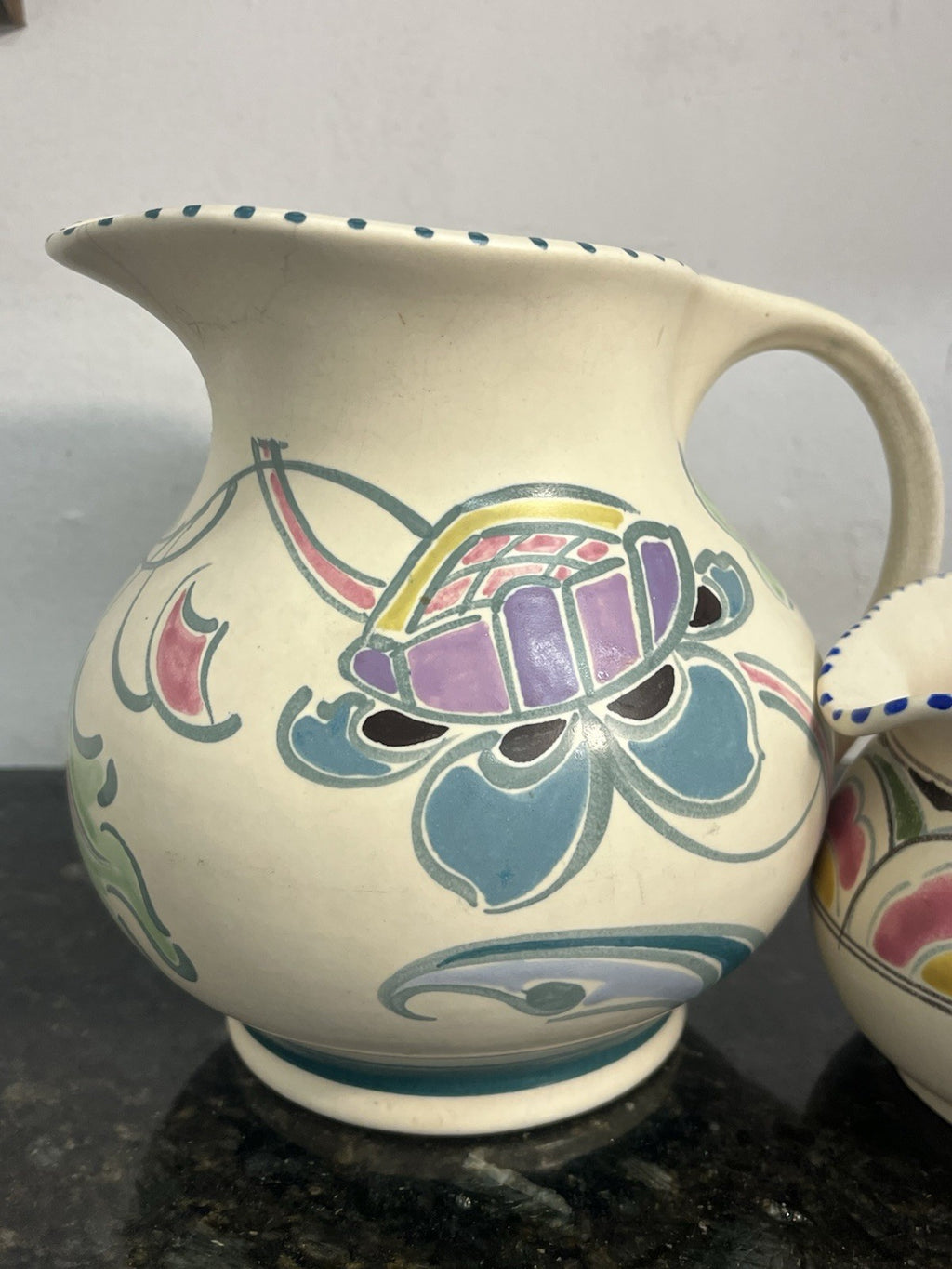 Vintage Honiton Pottery Hand Painted Jugs Lot of 3 Devon Art Pottery