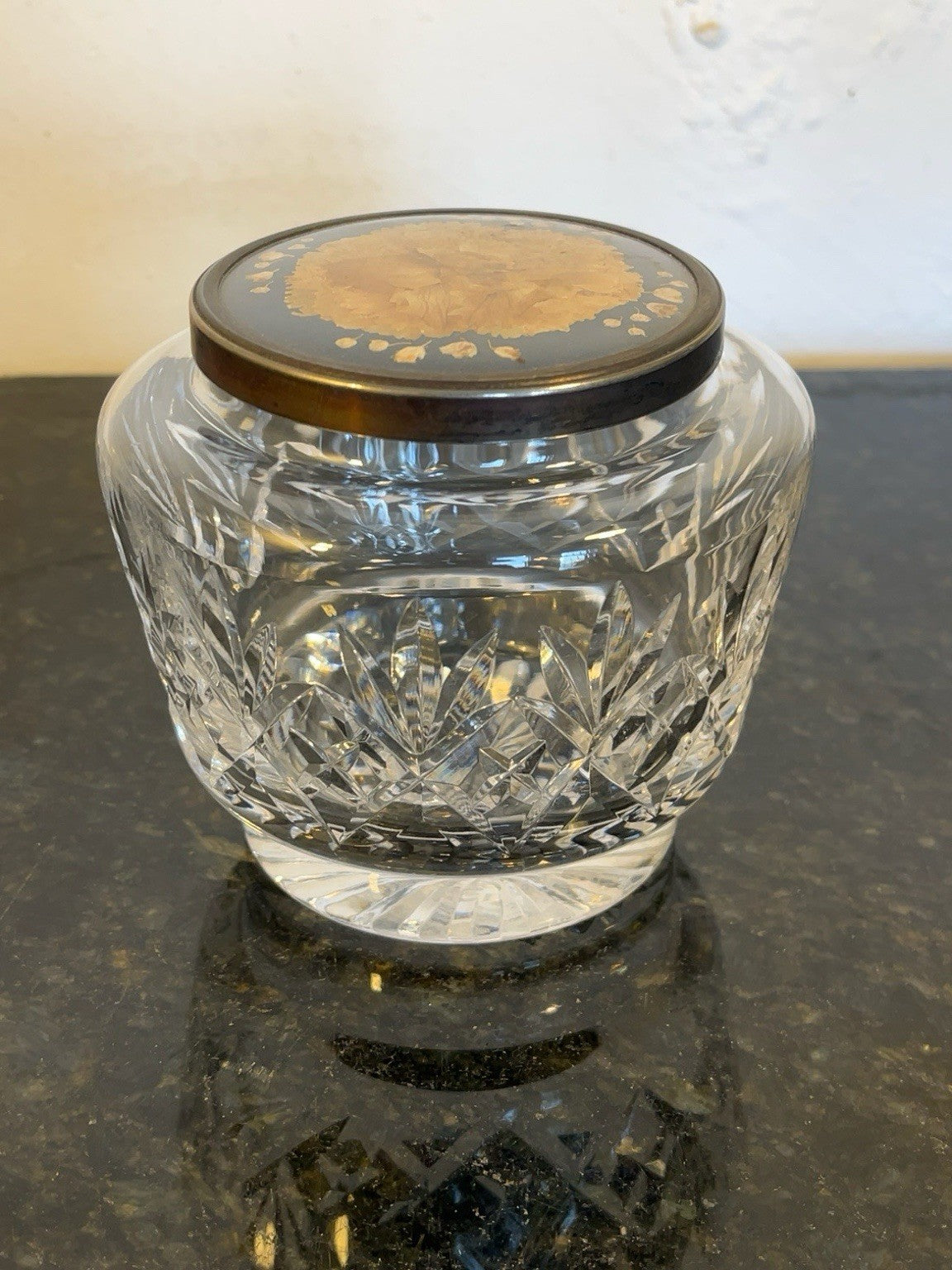 Tudor Crystal Trinket Box Hand Cut Lead Crystal Floral Lid Jewellery Pot England