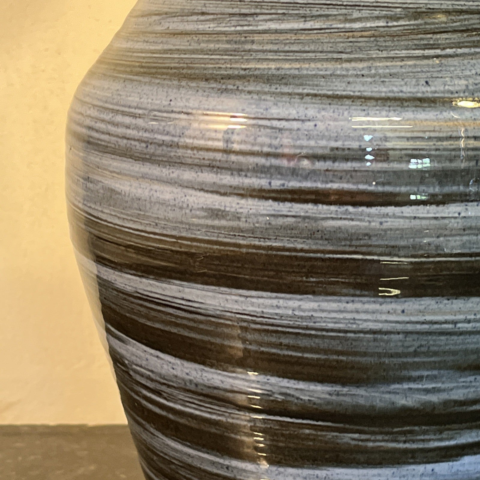 Wold Pottery Blue Banded Studio Pottery Hand Thrown Large Vase Yorkshire