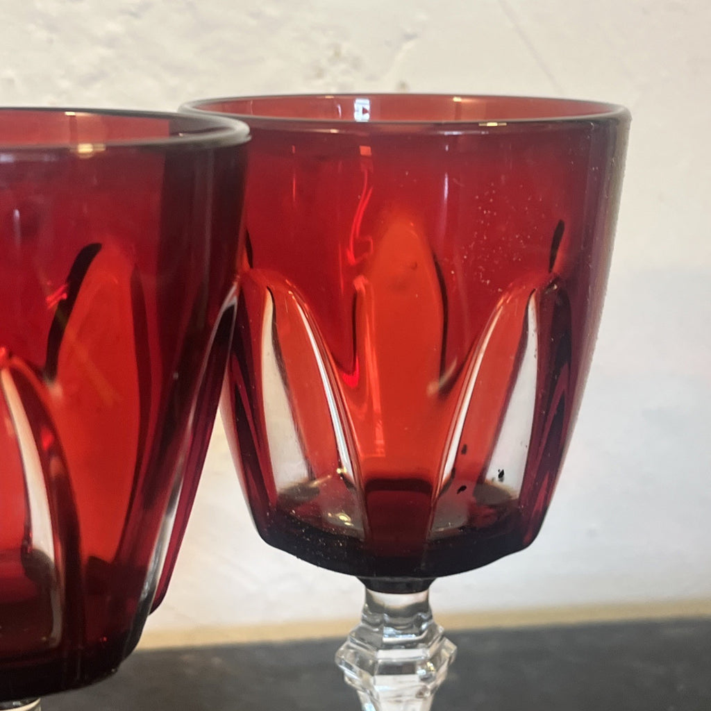 Cristal d’Arques Durand Gothic Ruby Red Wine Glasses Set Of Six