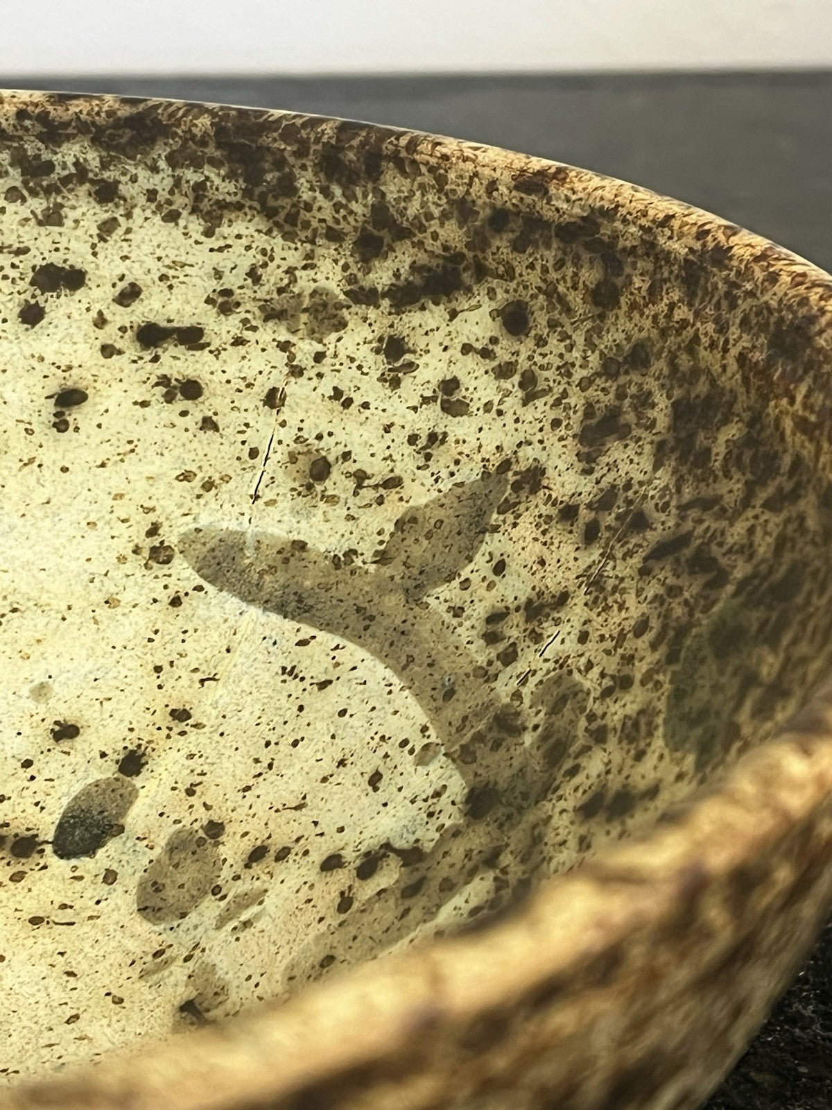 John Lennon Studio Pottery Bowl Signed Speckled Stoneware Rustic