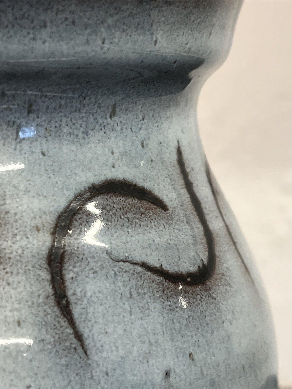 Vintage Studio Pottery Jug Grey Blue Glaze Hand Thrown British Ceramic