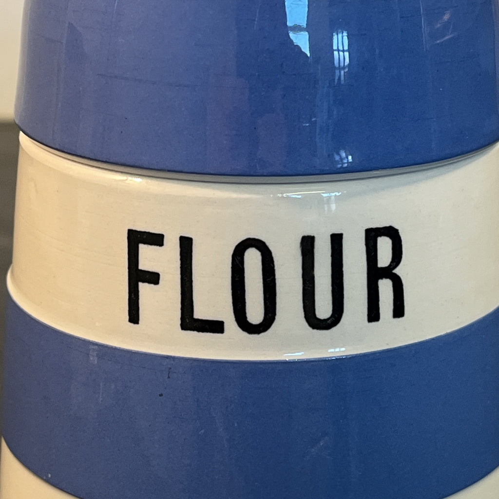 TG Green Cornishware Judith Onions Flour Dredger Blue White Kitchenware