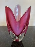 Flygsfors Coquille Vase Paul Kedelv Pink Sommerso Swedish Art Glass MCM