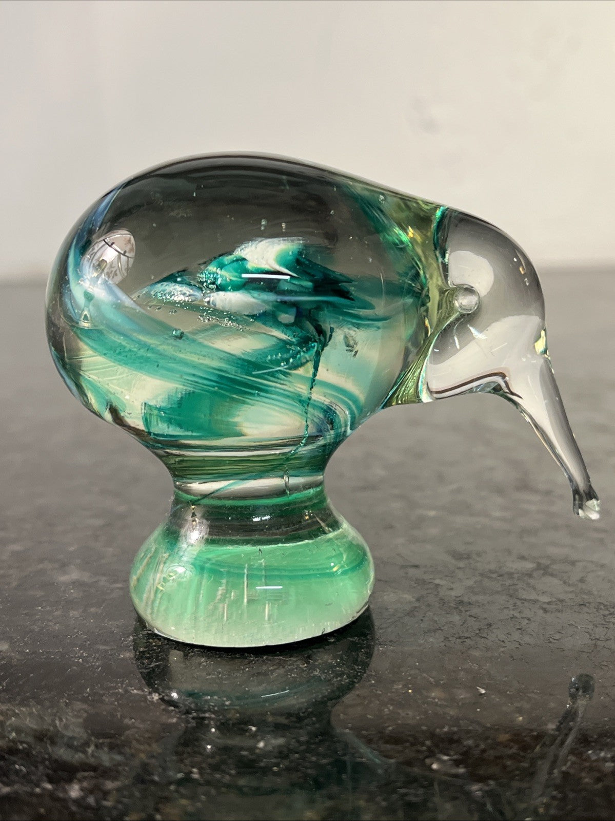 Hokitika Glass Kiwi Bird Paperweight Hand Blown New Zealand Art Glass