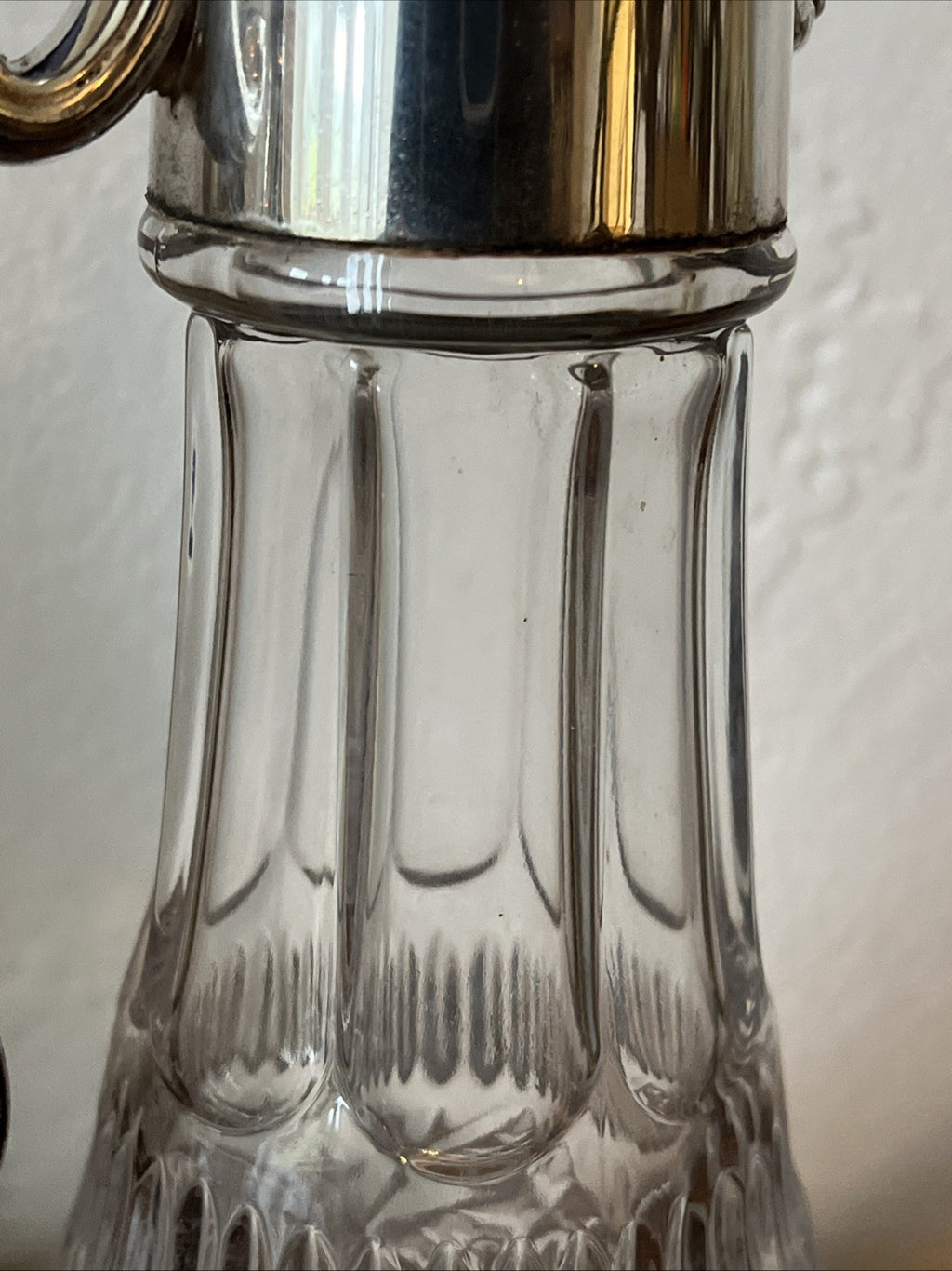 Falstaff Claret Jug Cut Crystal Silver Plated Figural Mask Spout