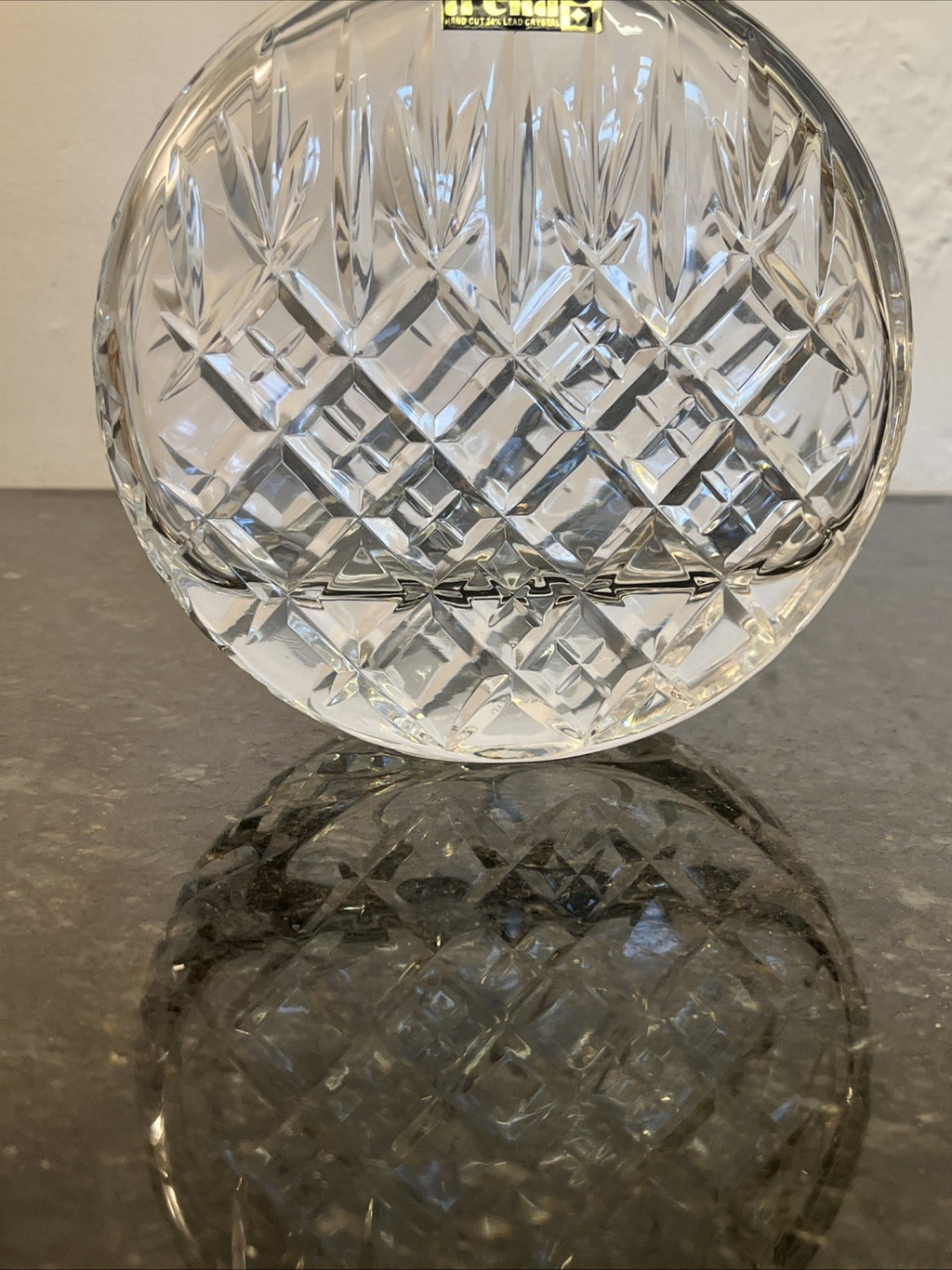 Moon Flask Crystal Decanter Irena Poland 24 Lead Cut Glass Stopper