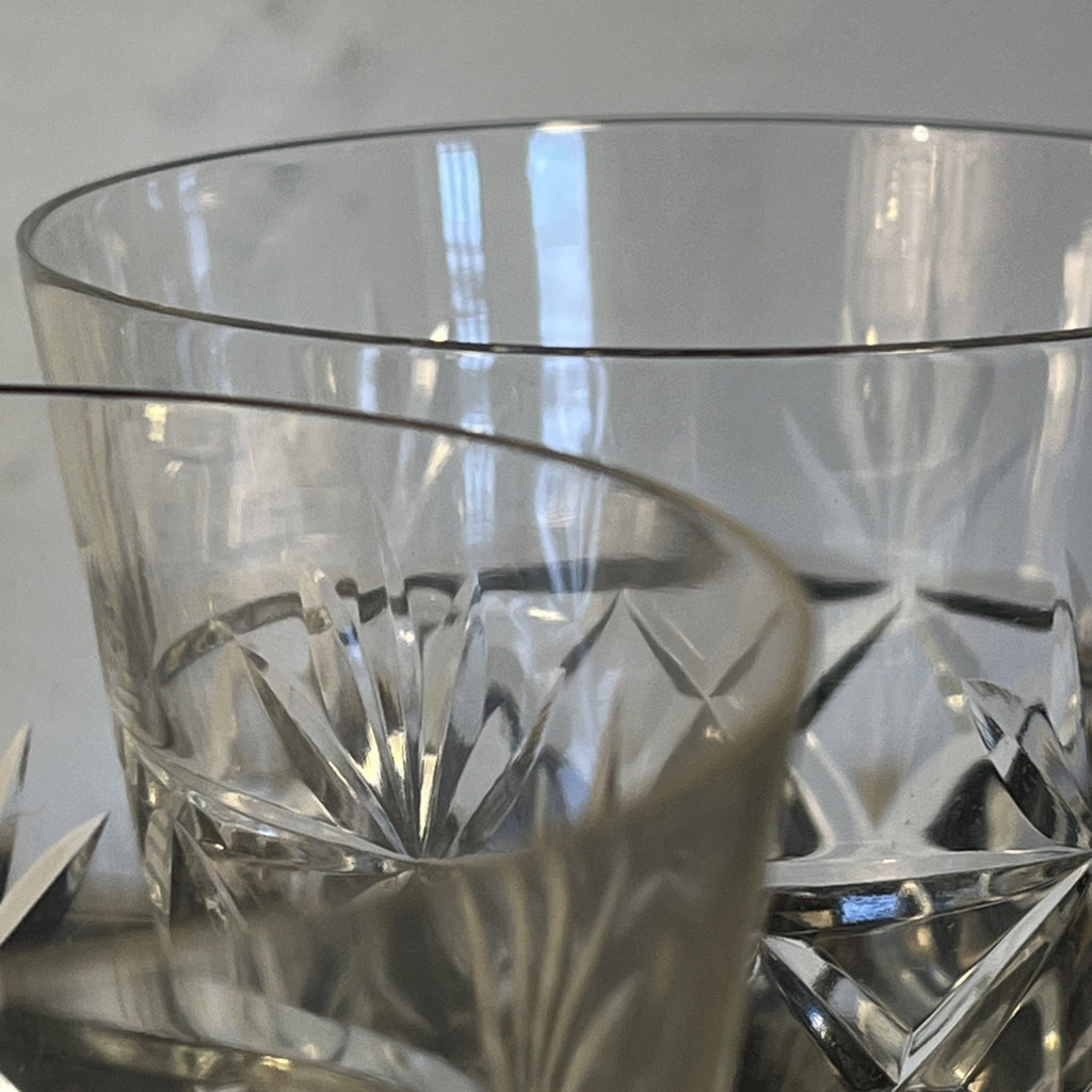Royal Brierley Bruce Wine Glasses Set 5 Cut Crystal Goblets Vintage