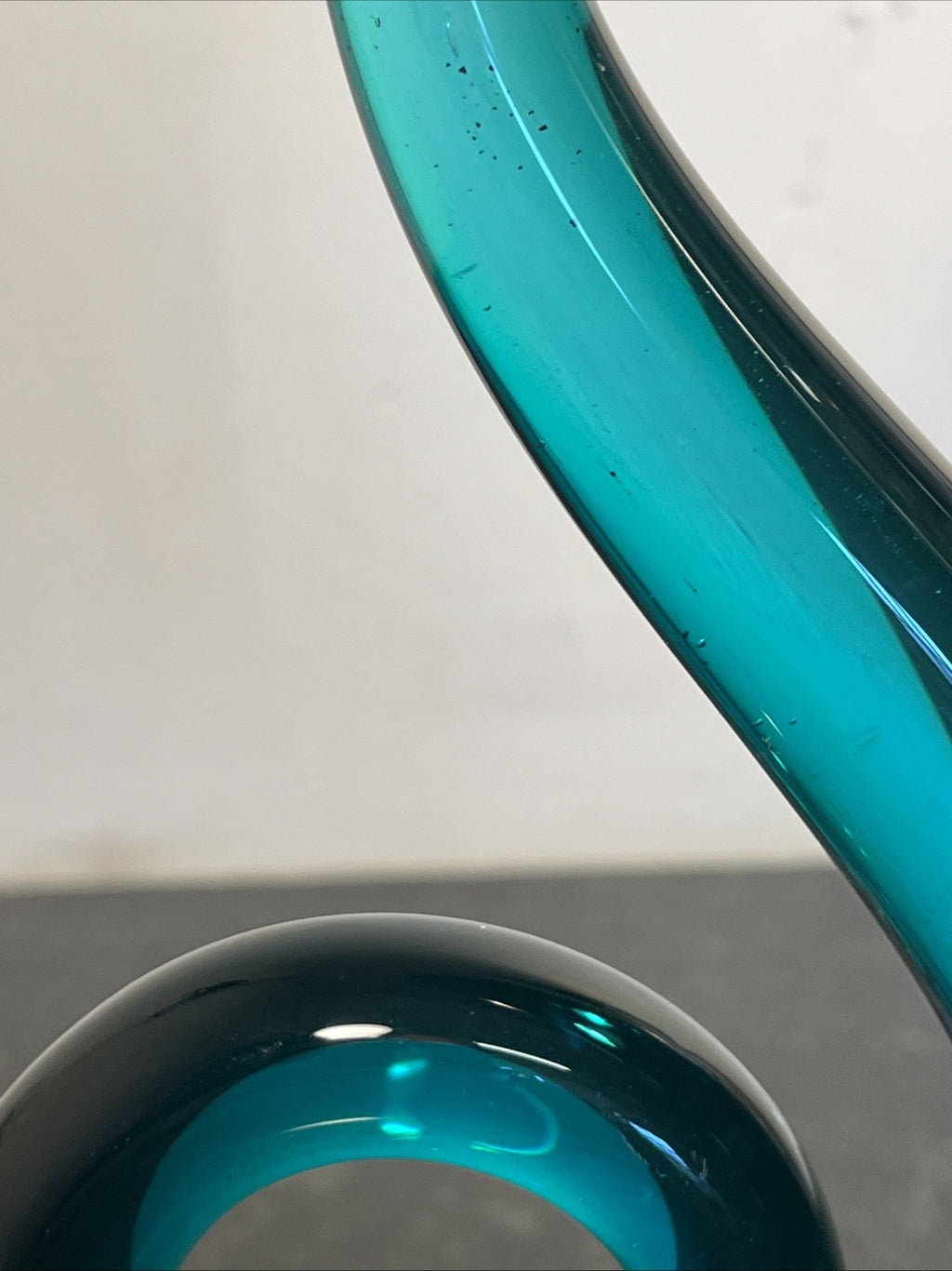 Teal Blue Art Glass Spiral Sculpture Decorative Ornament