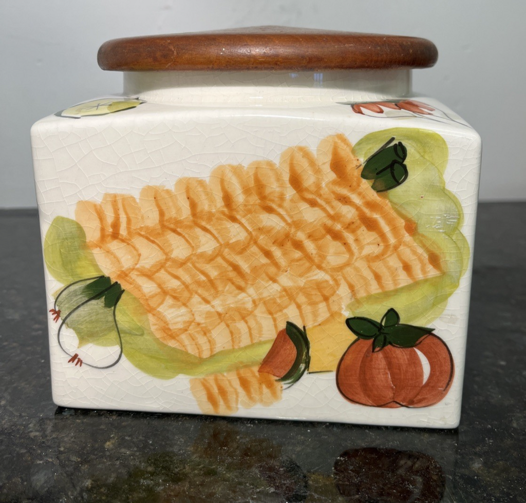 Tony Raymond Pottery Crispbread Jar Teak Lid Kitchen Storage Canister