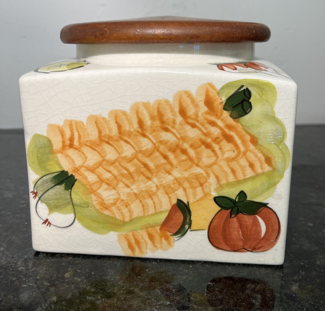 Tony Raymond Pottery Crispbread Jar Teak Lid Kitchen Storage Canister