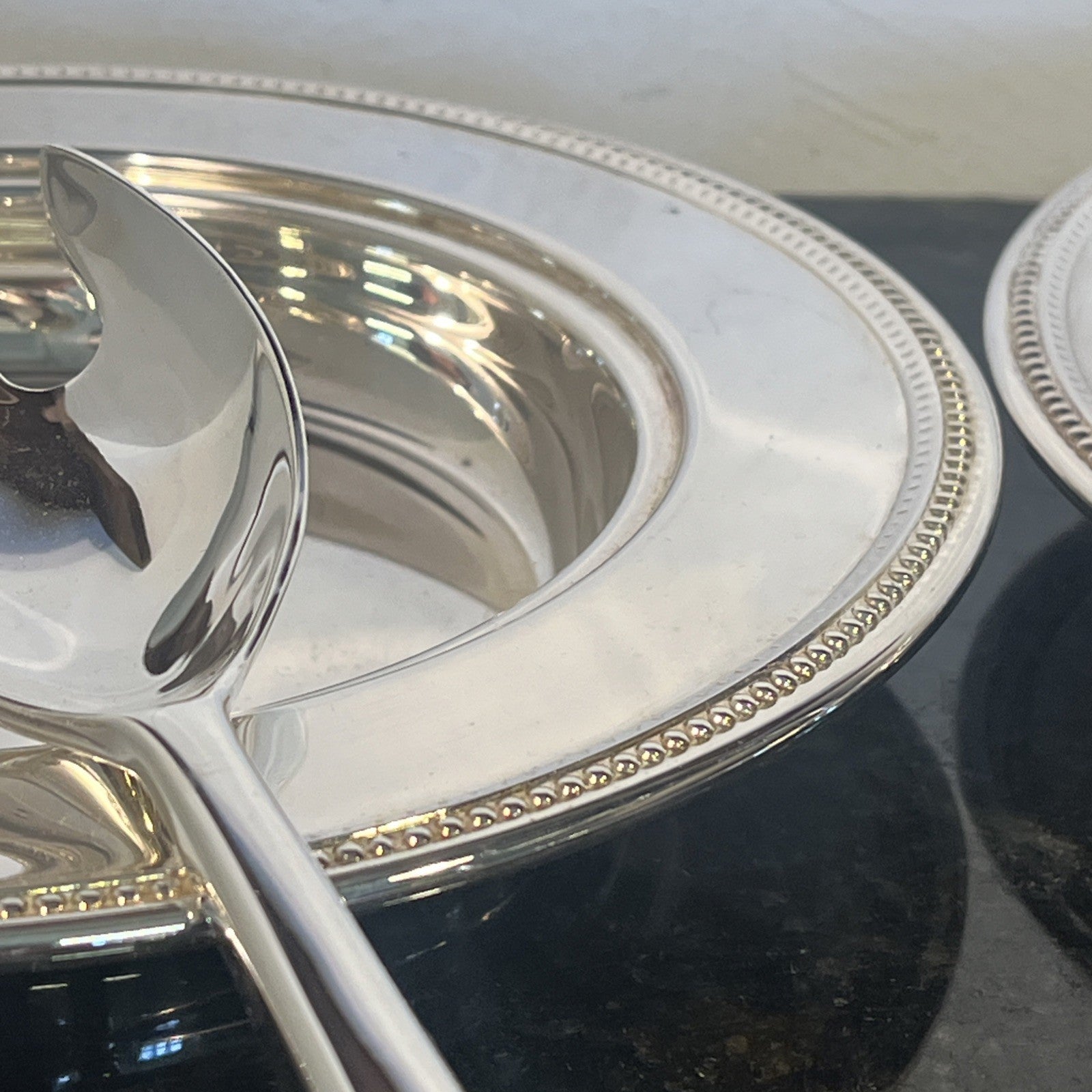 Silver Plated Serving Set With Two Plates Serving Spoon And Fork