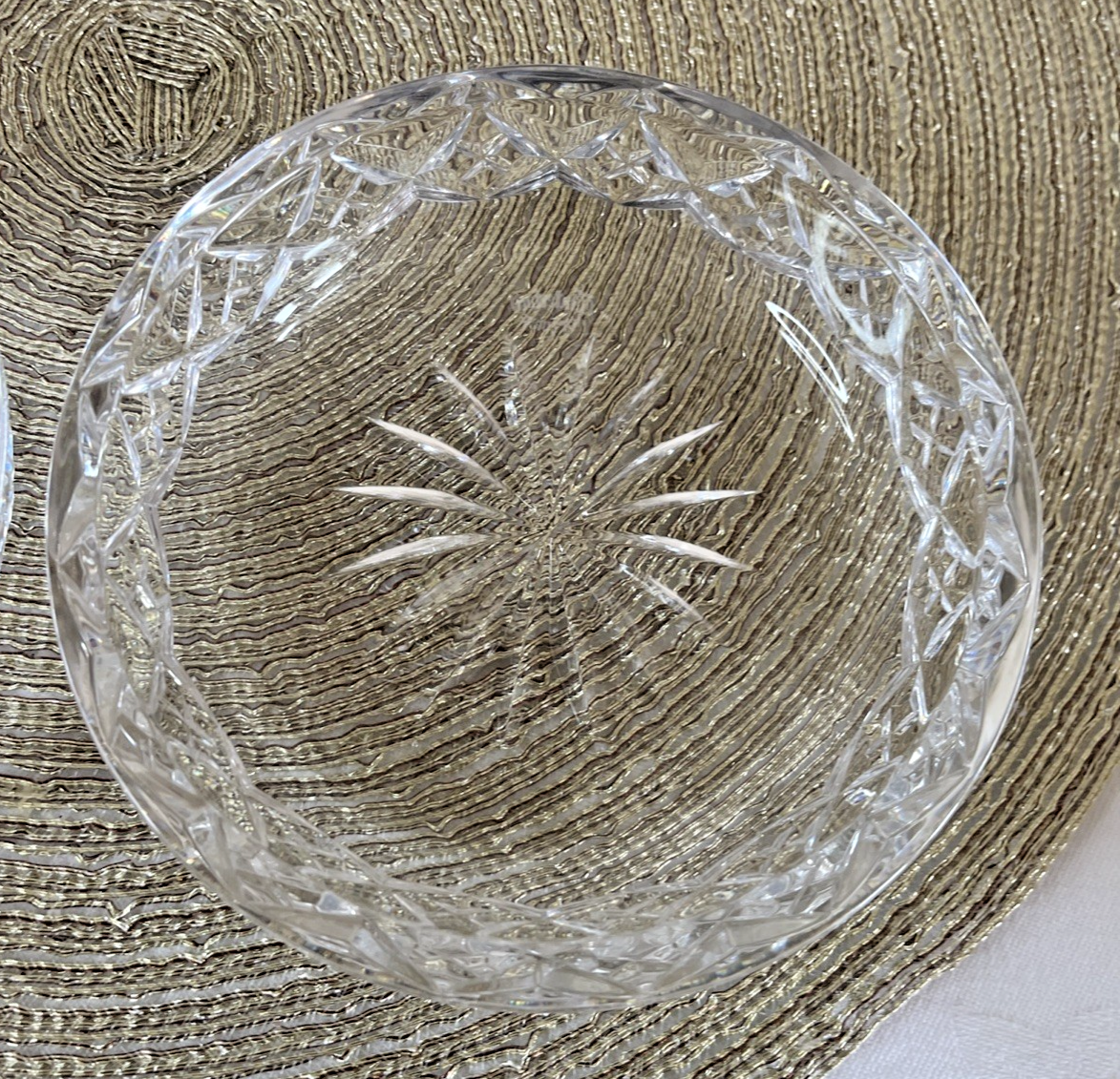 Waterford Crystal Nocturne Bowls Pair Cut Glass Starburst Dessert Nut Dishes
