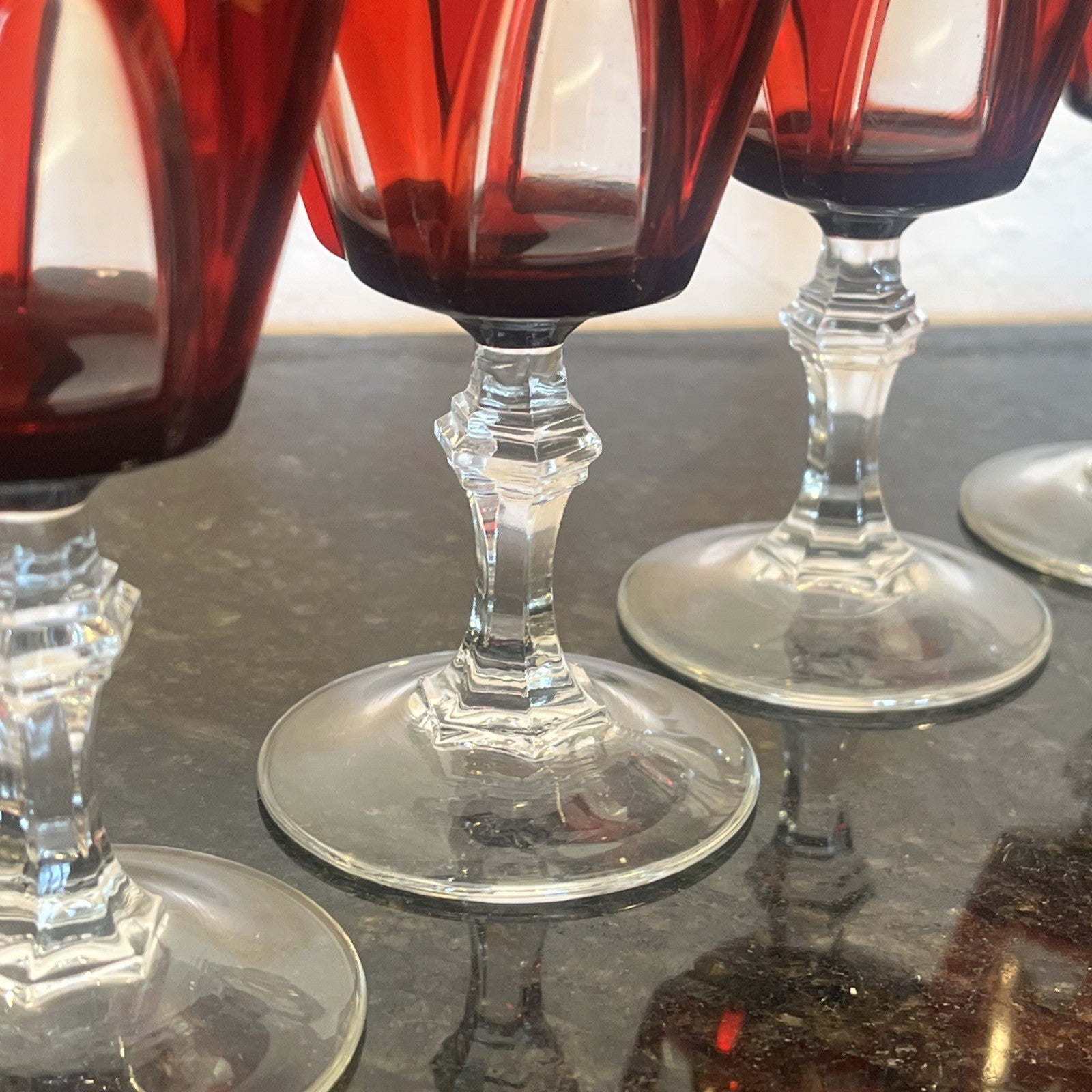 Cristal d’Arques Durand Gothic Ruby Red Wine Glasses Set Of Six