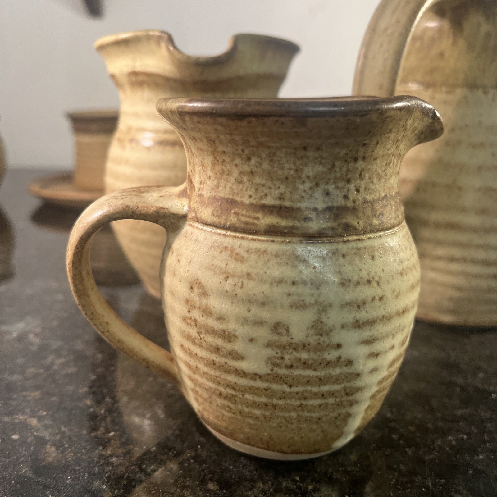 Rath Pottery Ireland Coffee Set 16 Piece Stoneware Cups Saucers Teapot