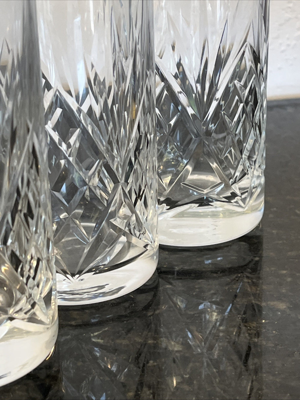 Georgian Style Crystal Highball Glasses Set 4 Cut Lead Crystal Tumblers