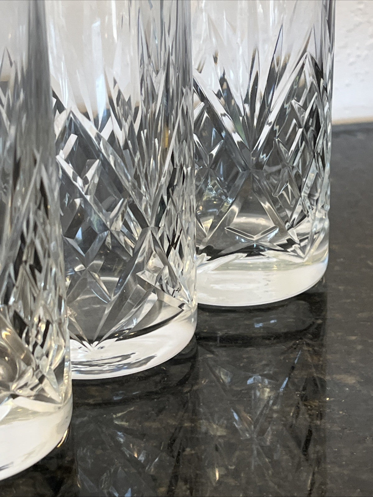 Georgian Style Crystal Highball Glasses Set 4 Cut Lead Crystal Tumblers