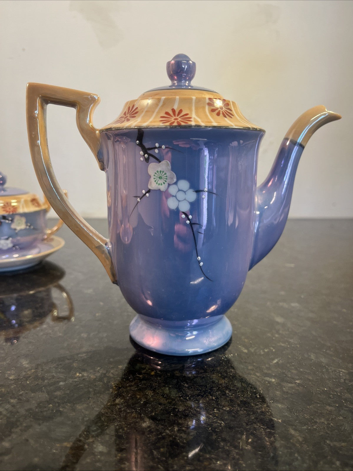 Chikaramachi Noritake Tea Set Bird Blossom Lustre Japan